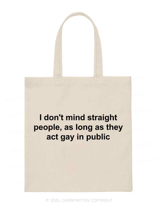 Act Gay In Public Pride Y2K Canvas Tote Bag Cherrykitten