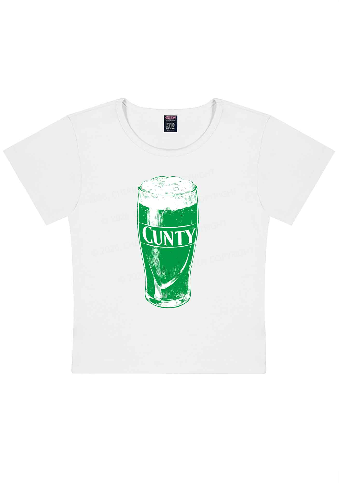 Green Cxxty Beer St Patricks Y2K Baby Tee Cherrykitten