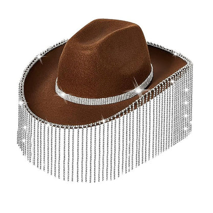 Y2K Rhinestone Tassel Cowboy Hat