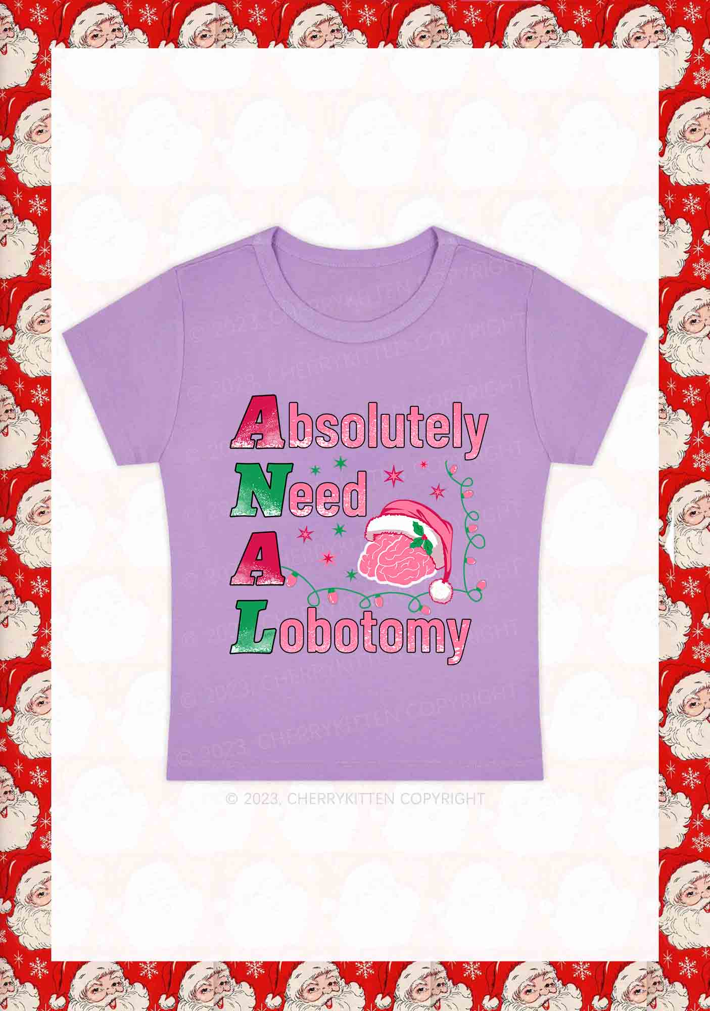 Absolutely Need A Lobotomy Christmas Y2K Baby Tee Cherrykitten