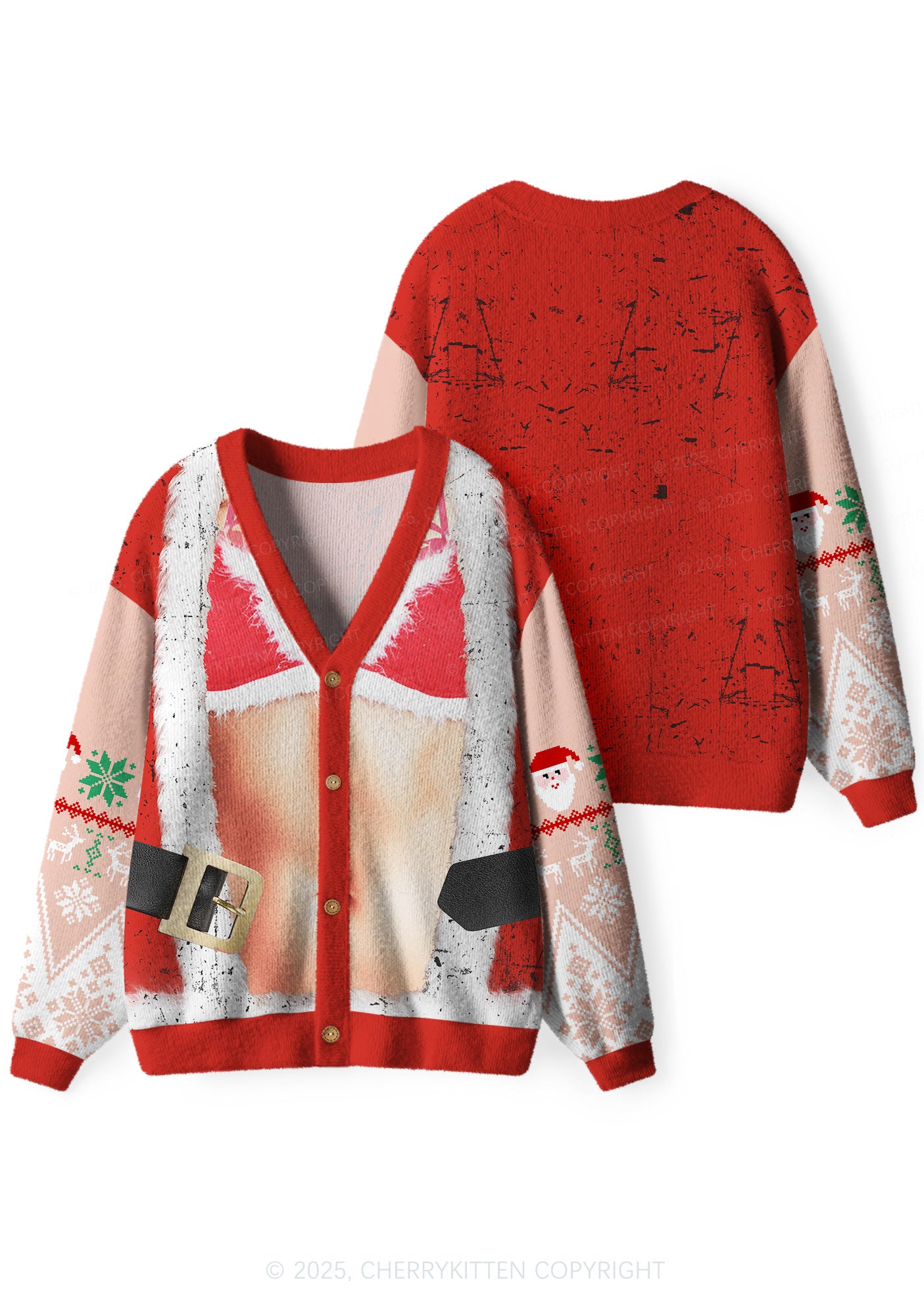 Bikini Santa Y2K Christmas Cardigan Knit Sweatshirt Cherrykitten