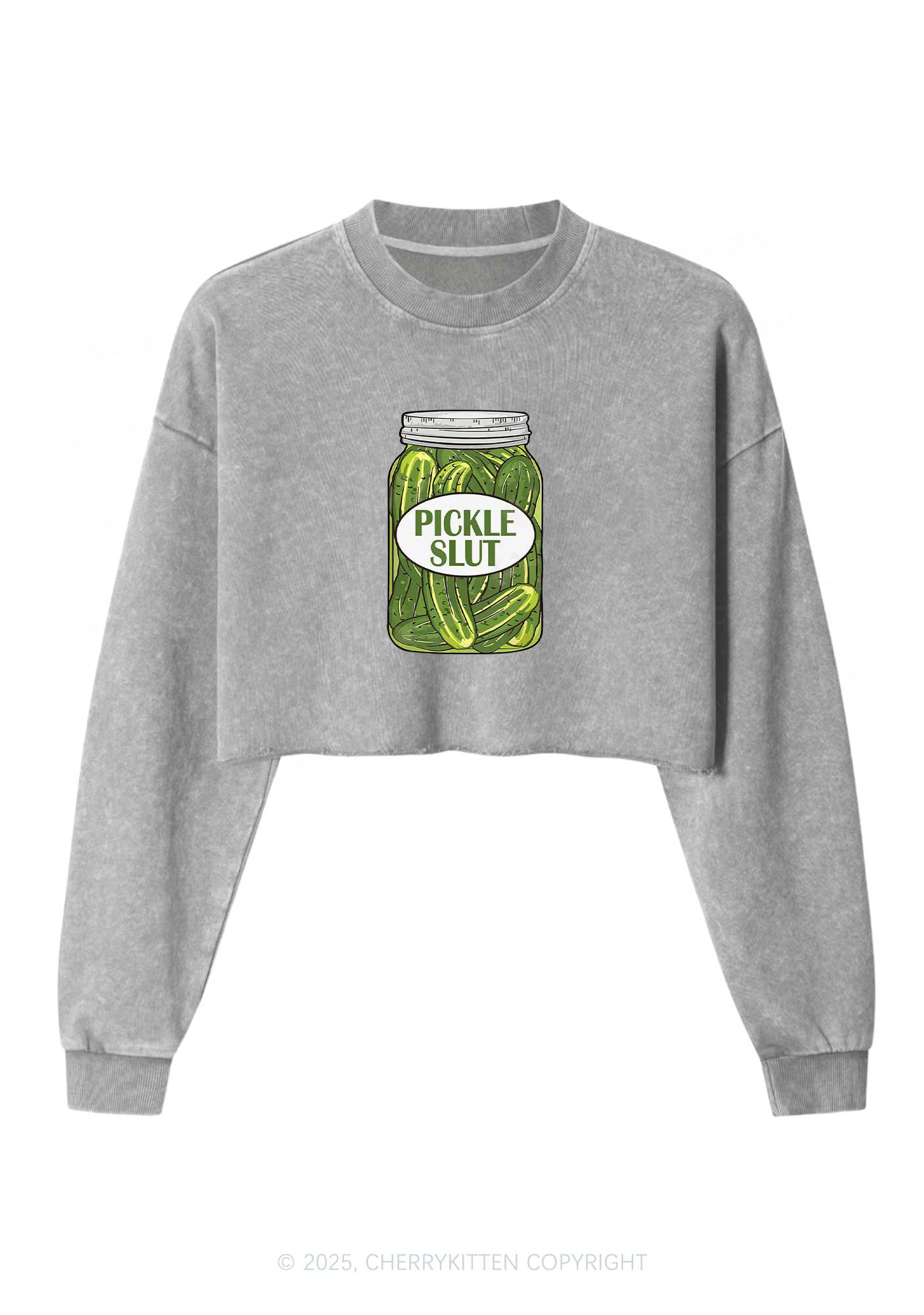 Pickle Slxt Y2K Crop Washed Sweatshirts Cherrykitten