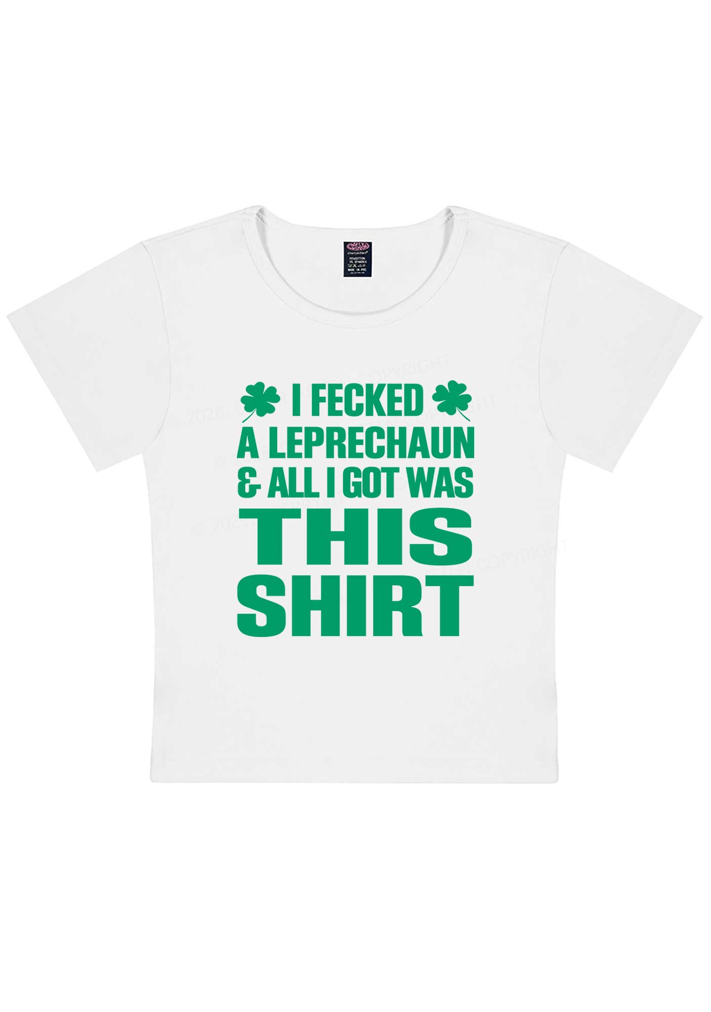 I Fecked A Leprechaun St Patricks Y2K Baby Tee Cherrykitten