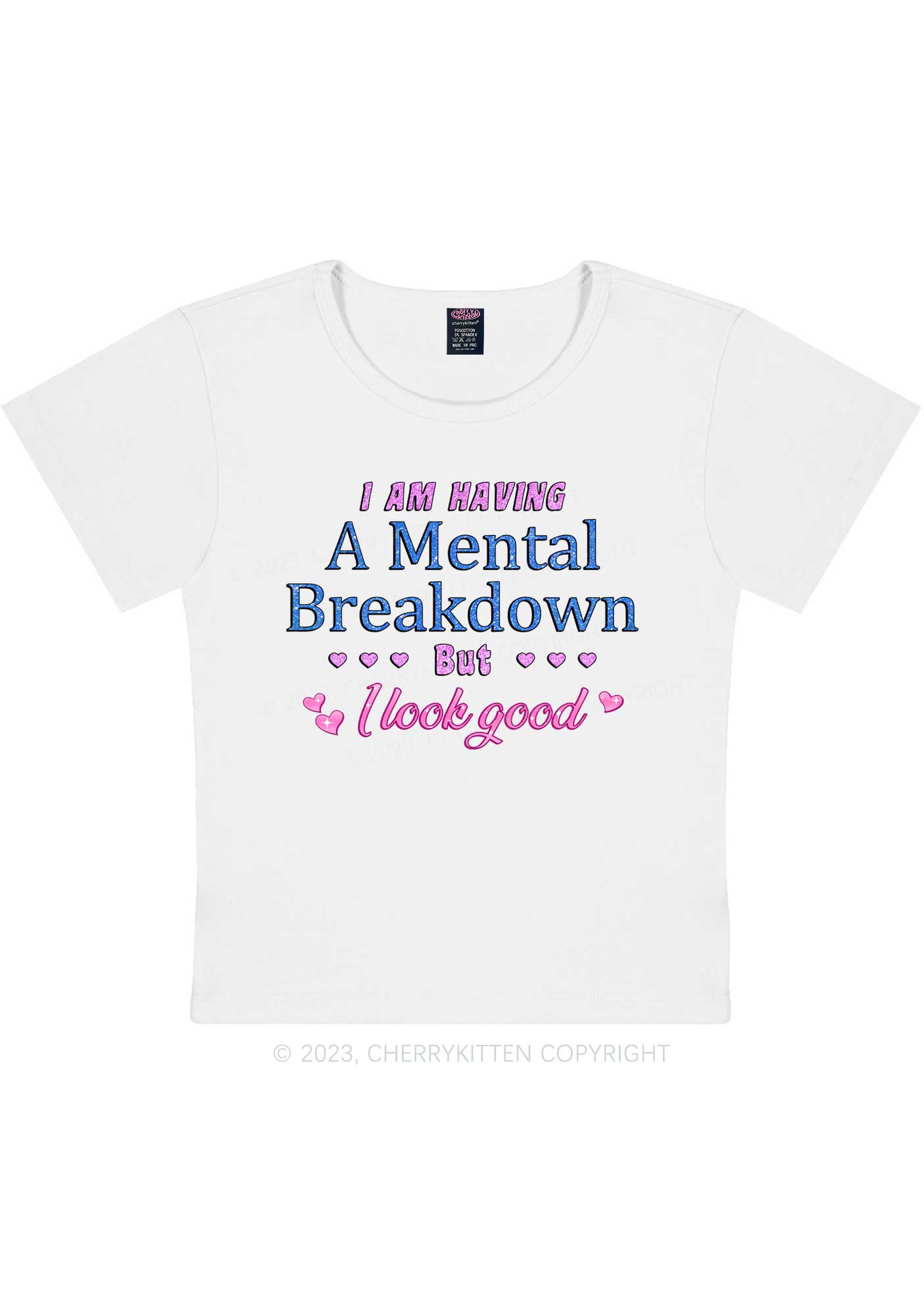 Curvy Mental Breakdown Y2K Baby Tee Cherrykitten