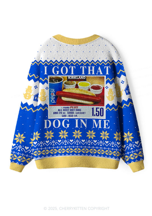 I Got That Hot Dog In Me Y2K Christmas Cardigan Knit Sweatshirt Cherrykitten