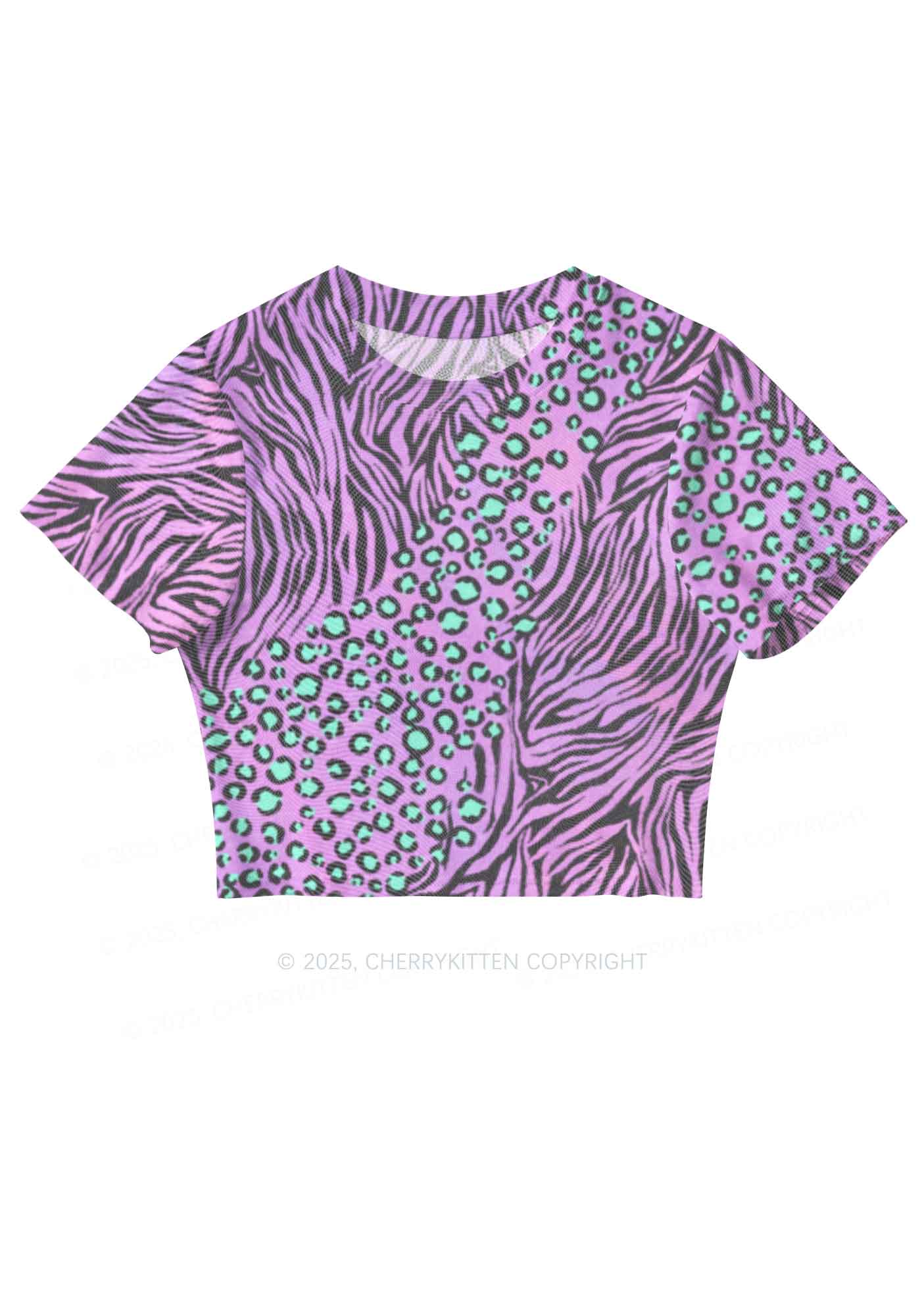 Lavender Zebra Y2K Mesh Crop Top Cherrykitten