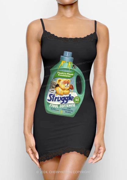 Struggle Bear Y2K Lace Slip Dress Cherrykitten