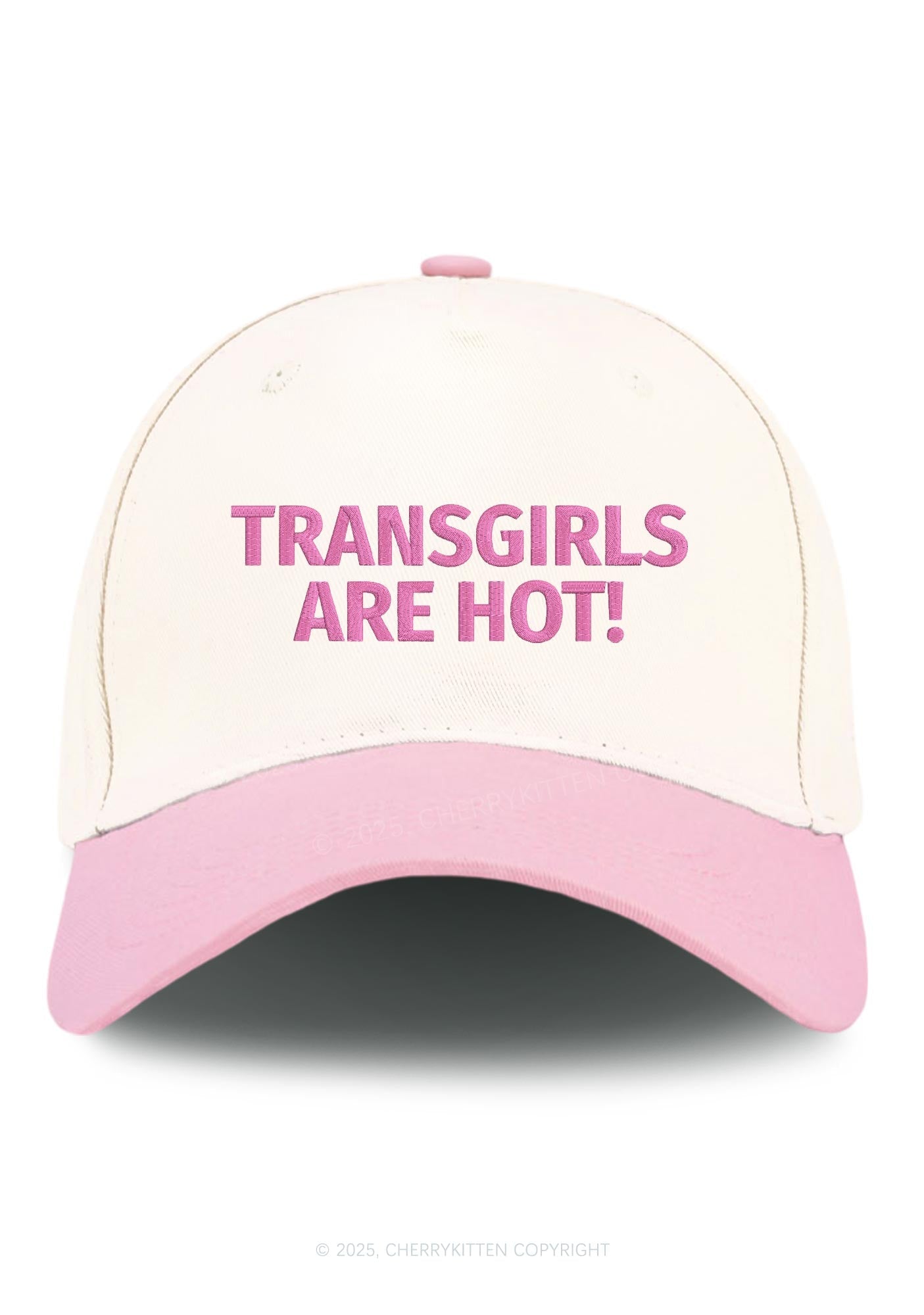 Embroidered Transgirls Are Hot Pride Y2K Color Block Baseball Cap Cherrykitten