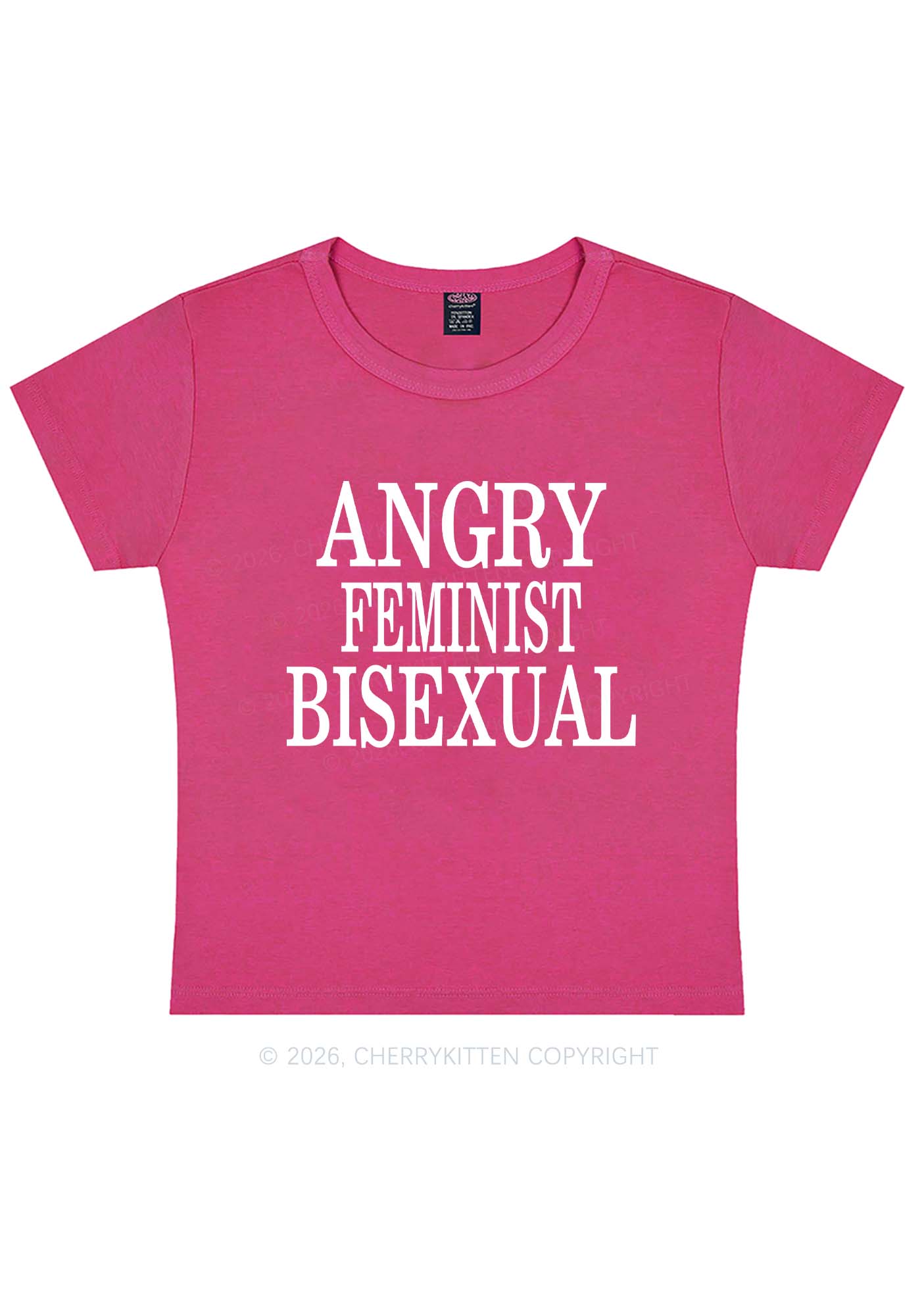 Angry Feminist Bisexual Pride Y2K Baby Tee Cherrykitten