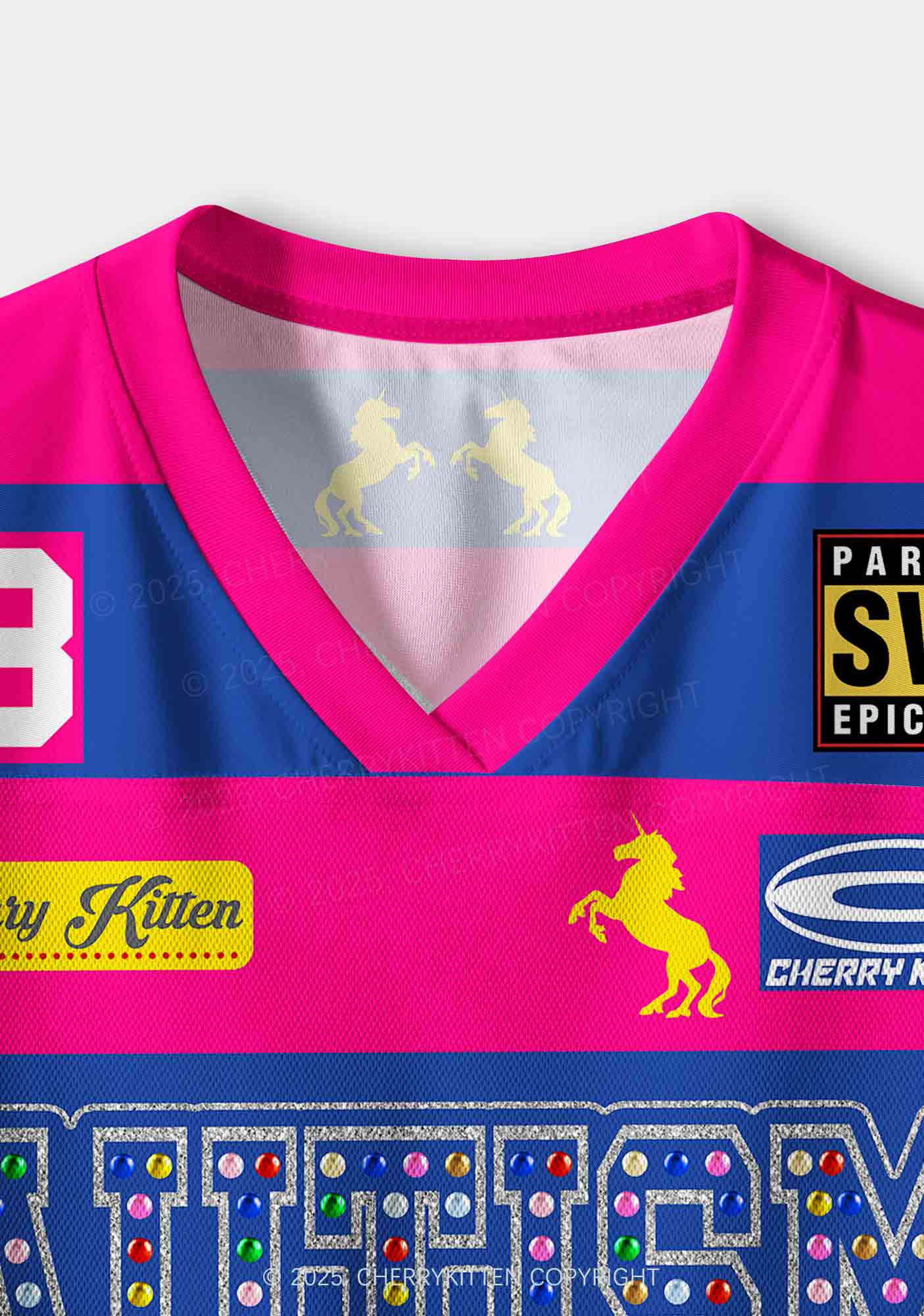 Pink Autism Y2K Crop Sport Jersey Shirts Cherrykitten