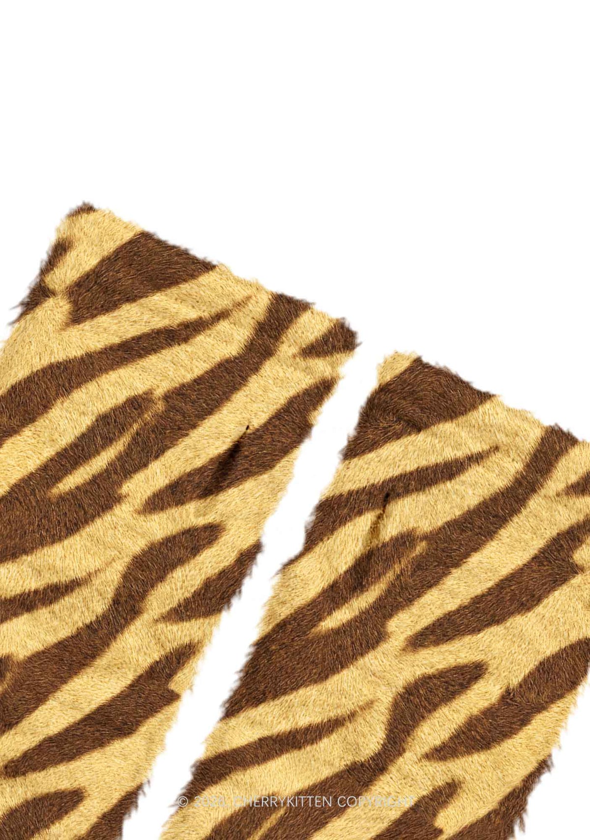 Khaki Tiger Stripe Y2K Print Fuzzy Arm Warmers Cherrykitten