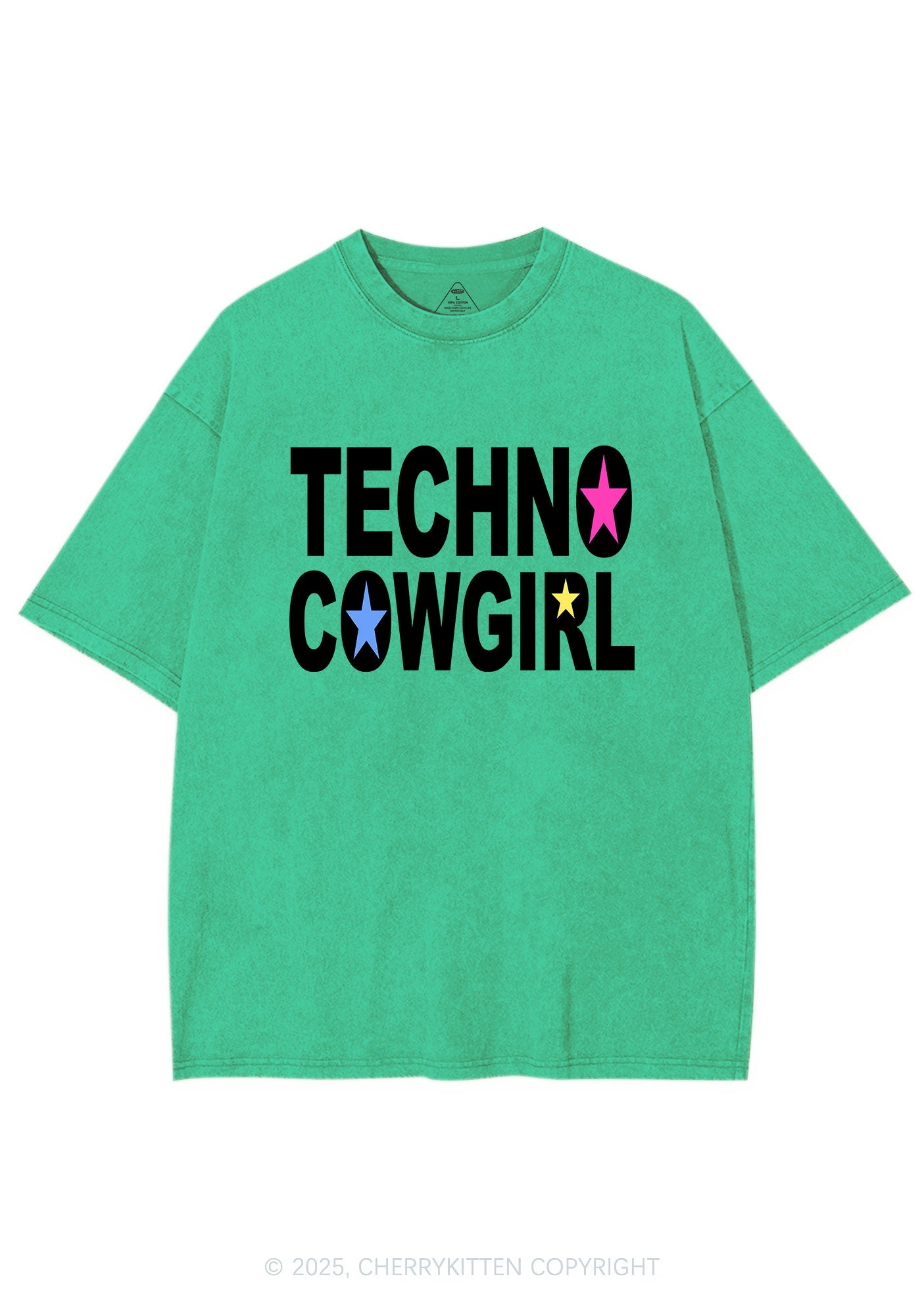 Techno Cowgirl Y2K Shirts Washed Tee Cherrykitten
