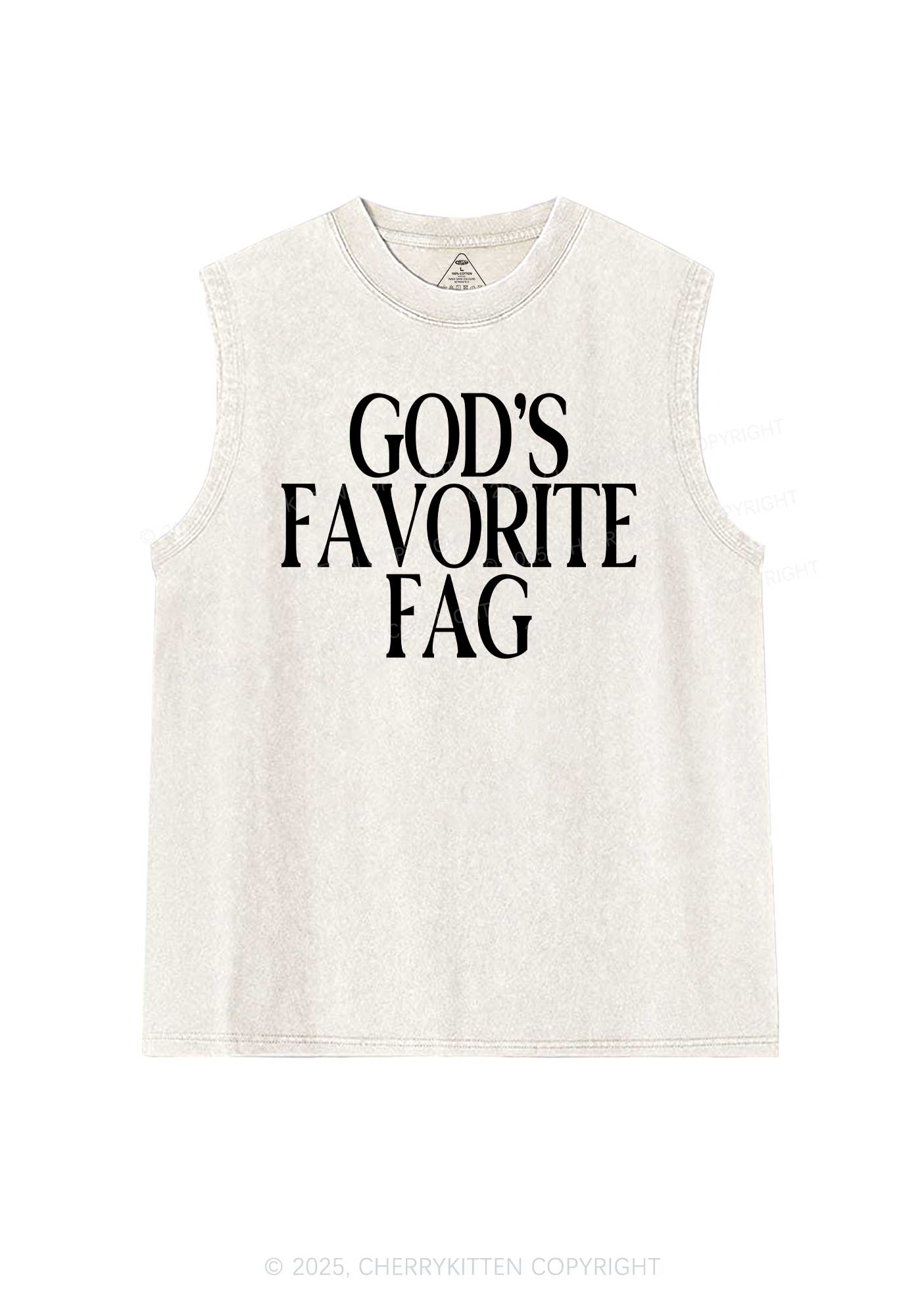 Gods Favorite Fag Pride Y2K Washed Muscle Tank Cherrykitten