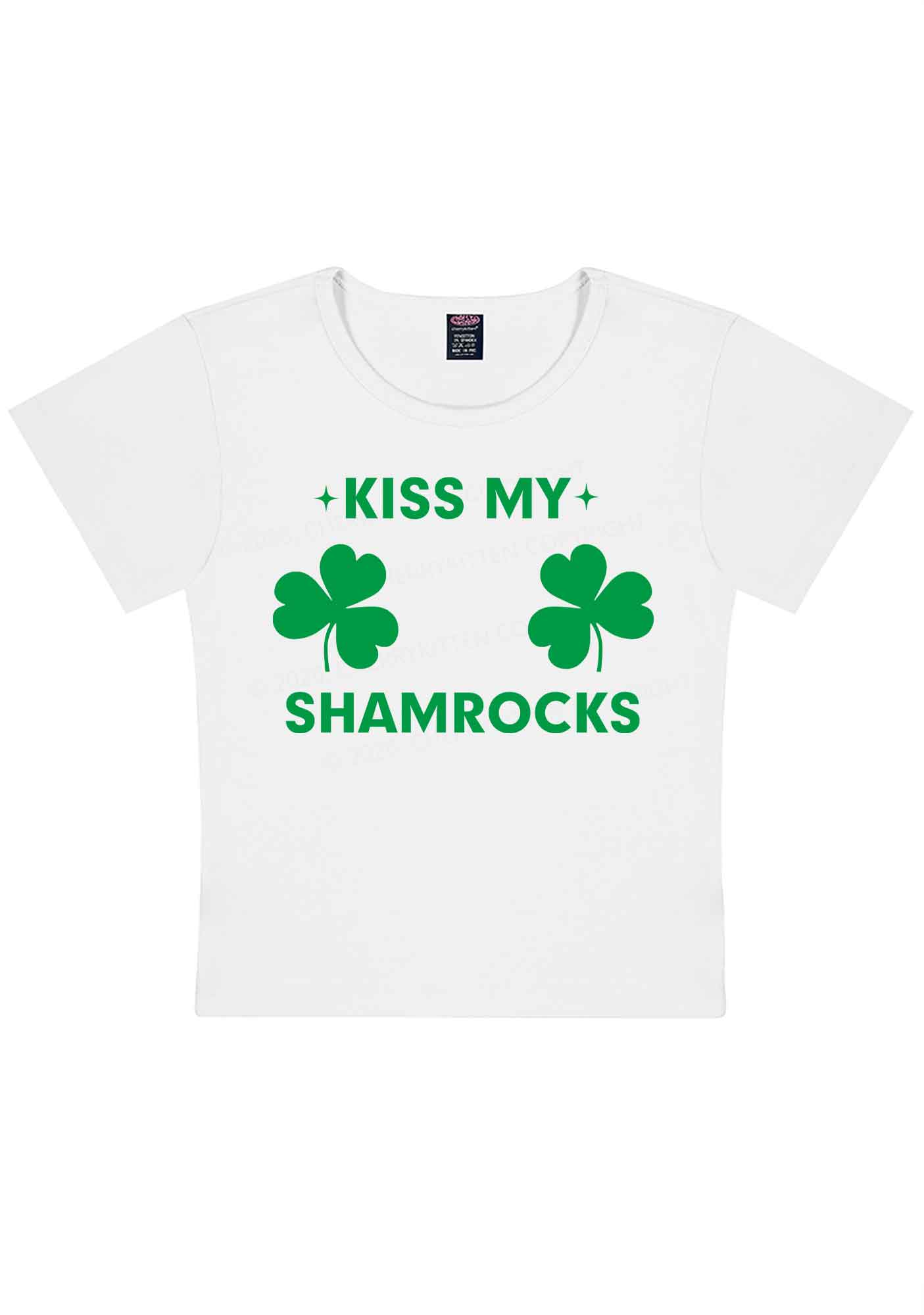 Kiss My Shamrocks St Patricks Y2K Baby Tee Cherrykitten