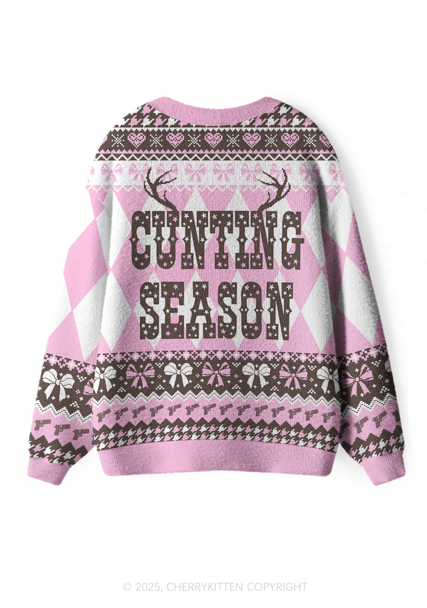 Cunting Season Y2K Christmas Cardigan Knit Sweatshirt Cherrykitten