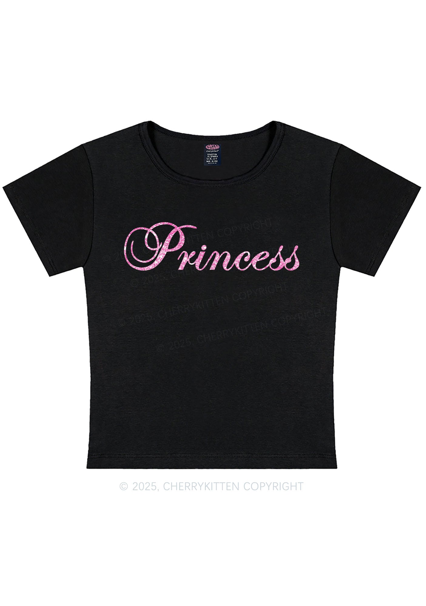 Glitter Princess Y2K Baby Tee Cherrykitten