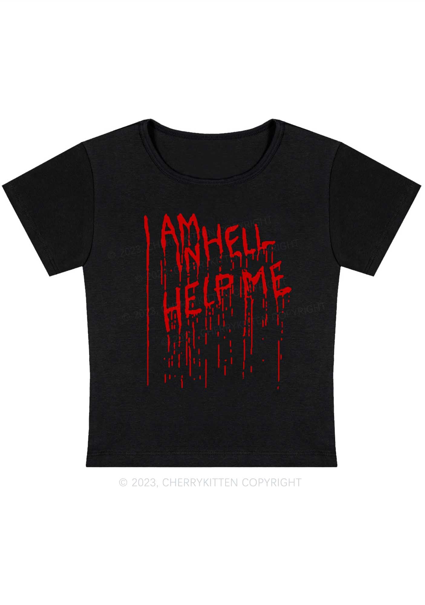 I Am In Hell Help Me Halloween Y2K Baby Tee Cherrykitten