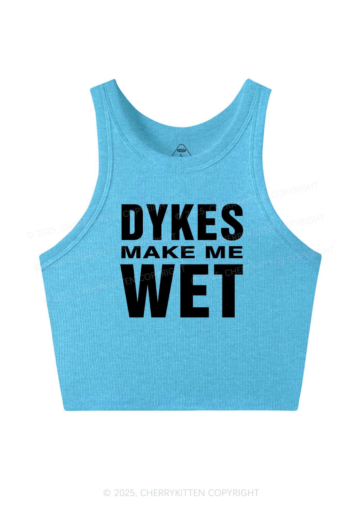 Dykes Make Me Wet Pride Y2K Crop Tank Top Cherrykitten