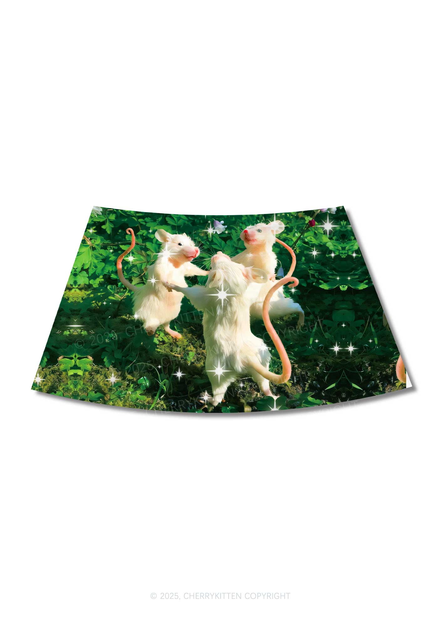 Dancing Rat Y2K Print Mini Skirt Cherrykitten Art by OhStuffinell Taxidermy