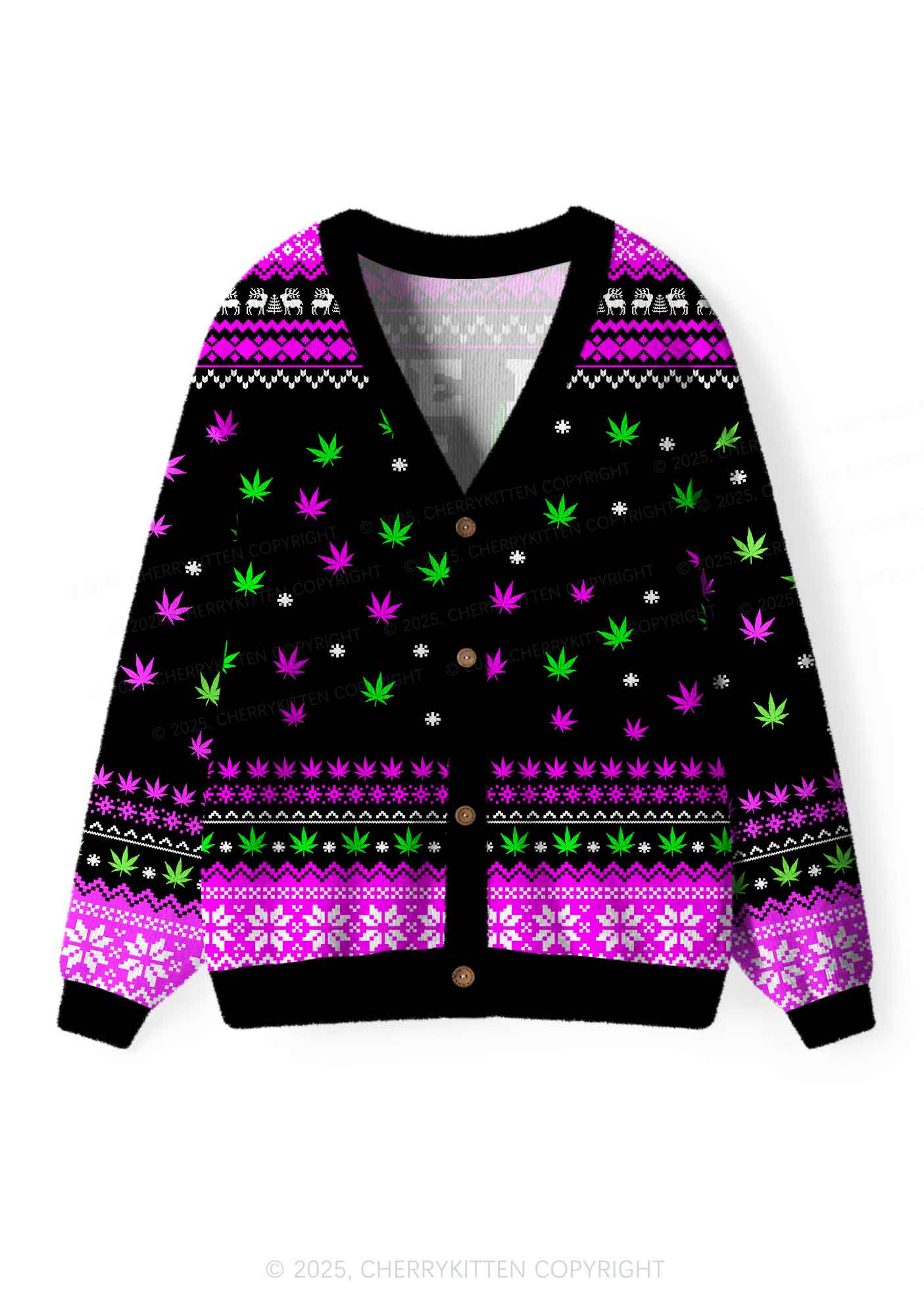 Smoke Blunt Wxxd Y2K Christmas Cardigan Knit Sweatshirt Cherrykitten