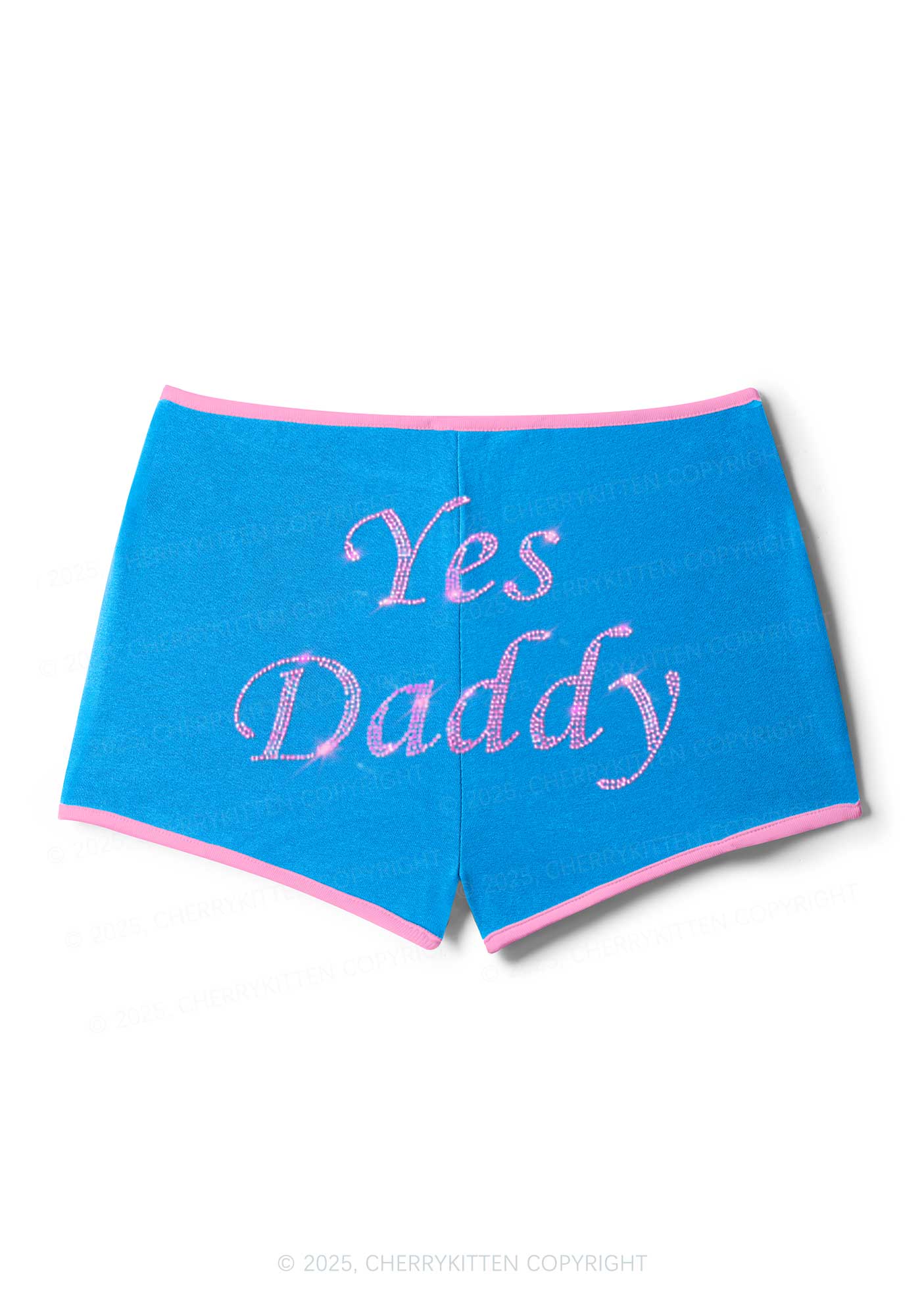 Rhinestone Yes Daddy Y2K Booty Shorts Cherrykitten