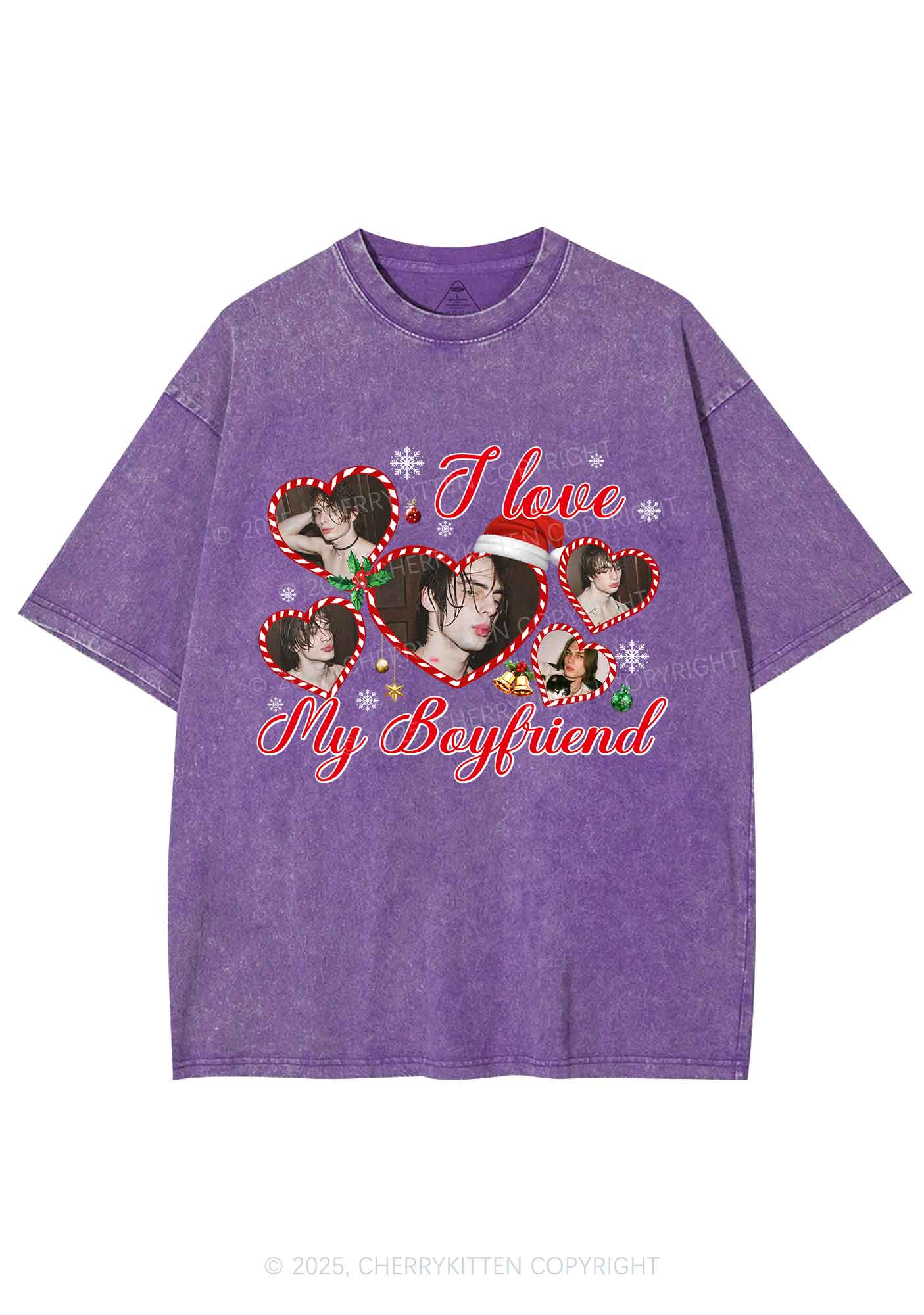 Custom Christmas I Love My GF Y2K Shirts Washed Tee Cherrykitten