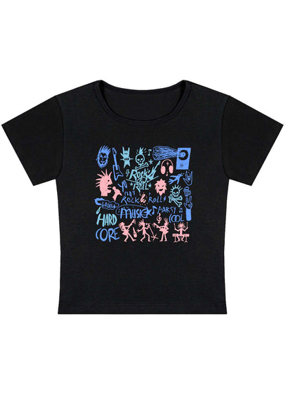 Rock&Roll Music Party Y2K Baby Tee