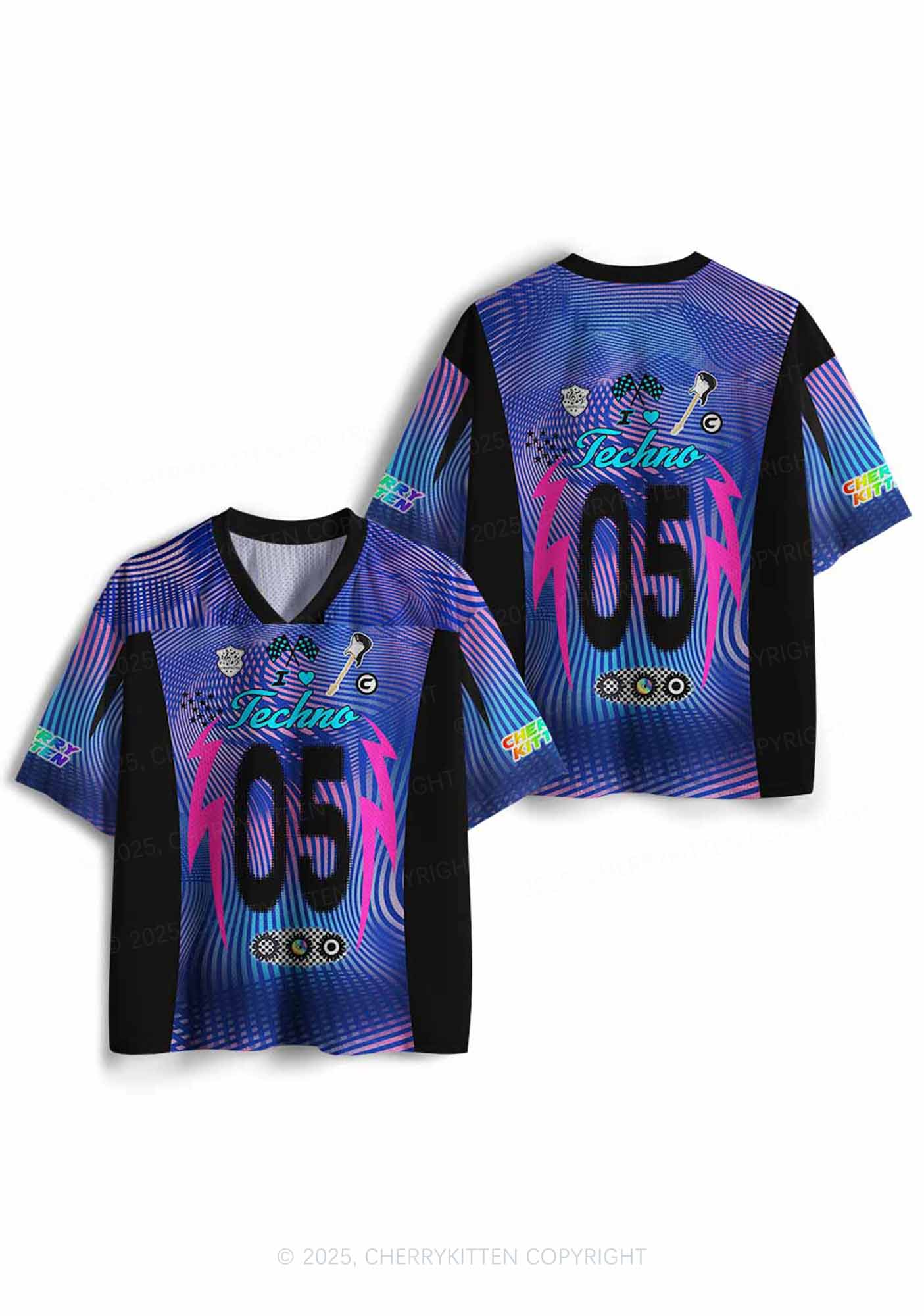 Custom I Love Techno Y2K Sport Jersey Shirts Cherrykitten
