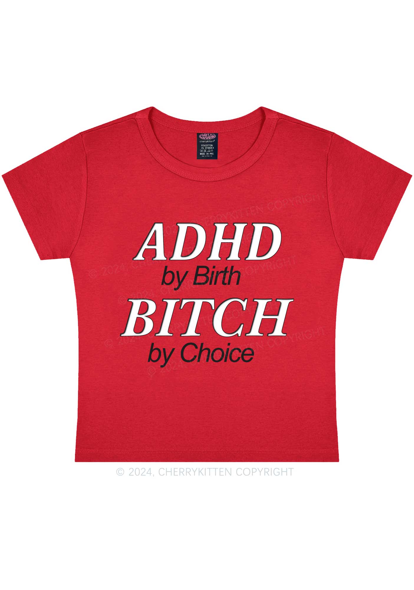 ADHD Bxxch Y2K Baby Tee Cherrykitten