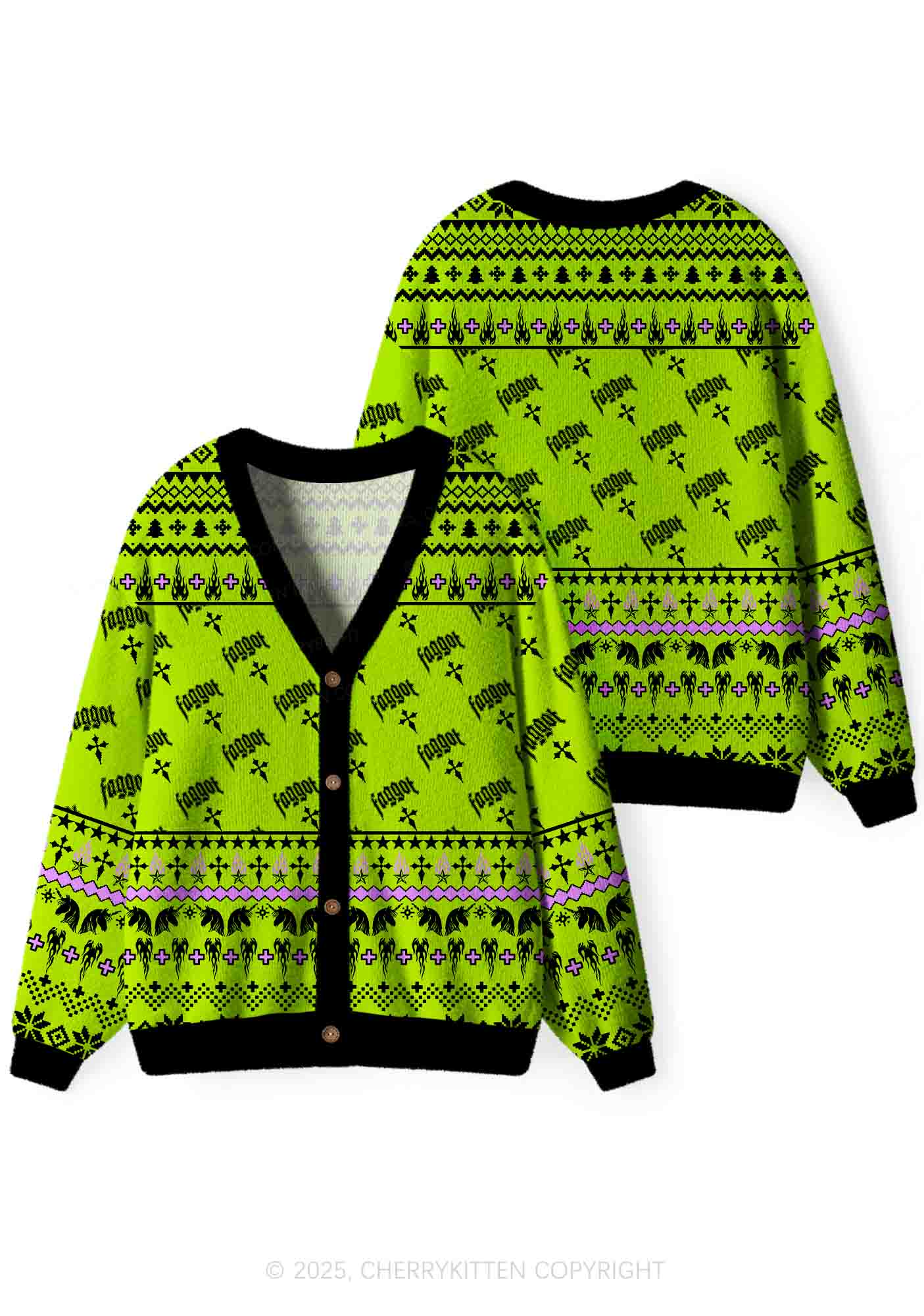 Faggot Pride Y2K Christmas Cardigan Knit Sweatshirt Cherrykitten