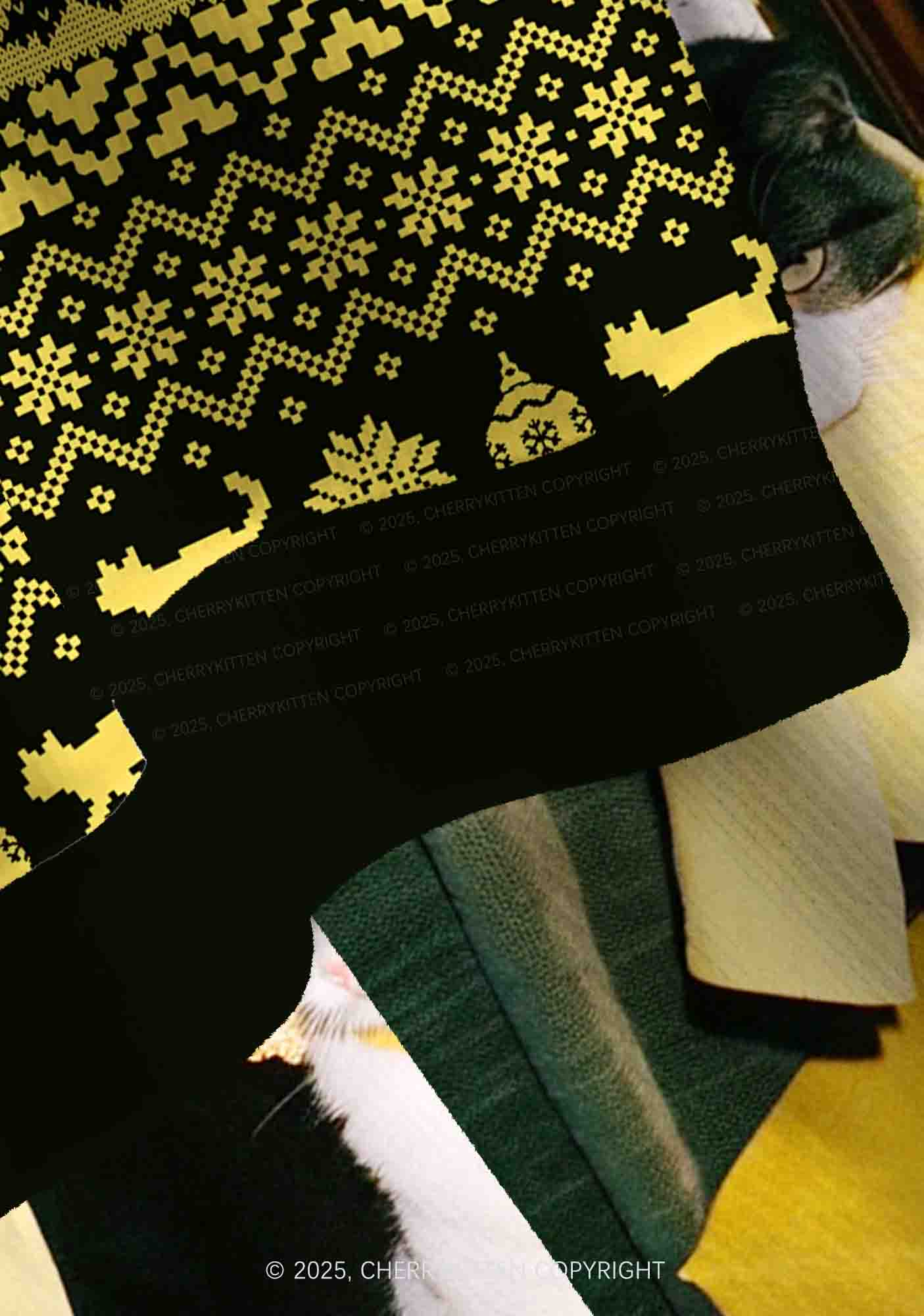 Cats Friend Y2K Christmas Cardigan Knit Sweatshirt Cherrykitten