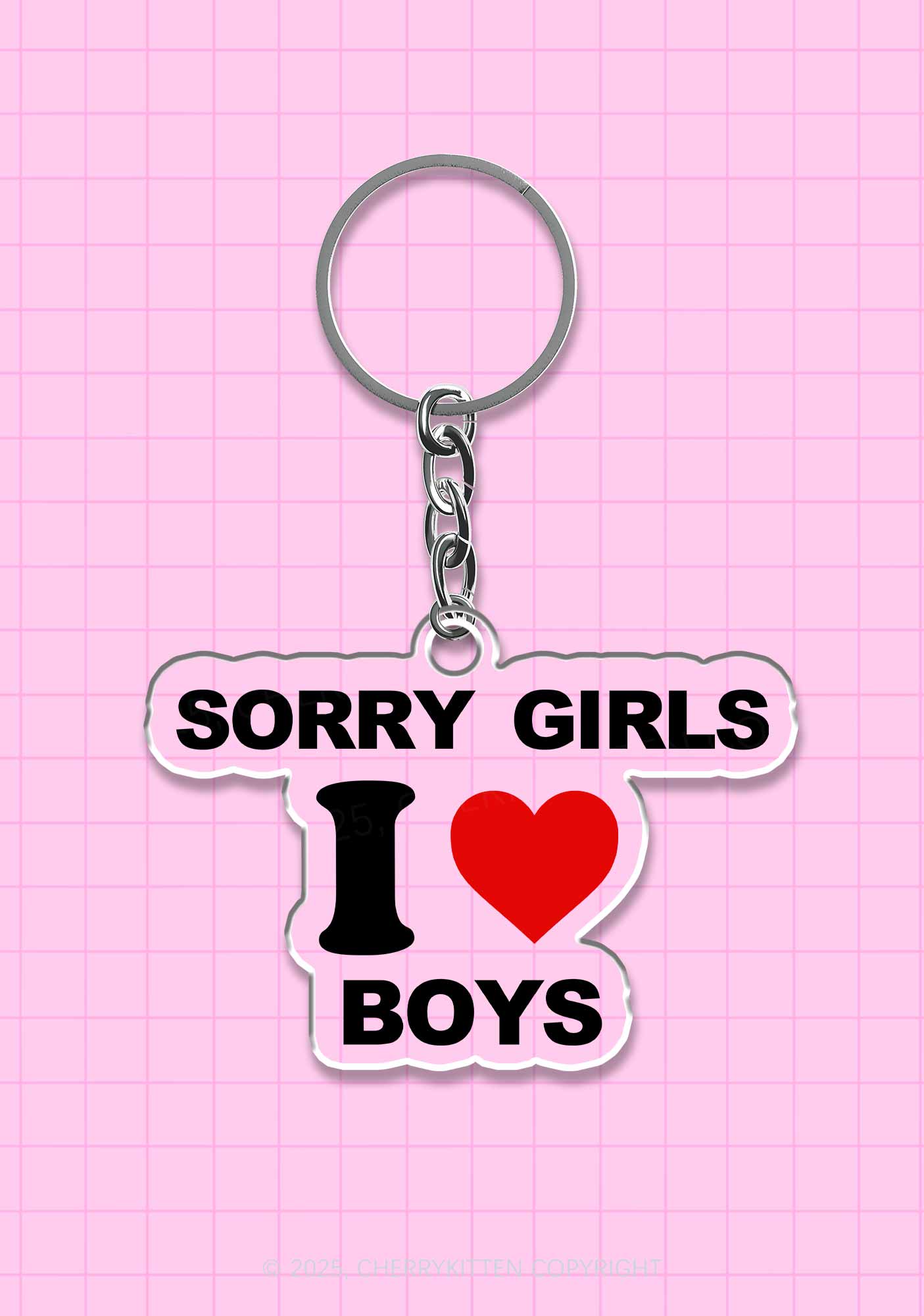 Sorry Girls I Love Boys Pride 1Pc Y2K Keychain Cherrykitten