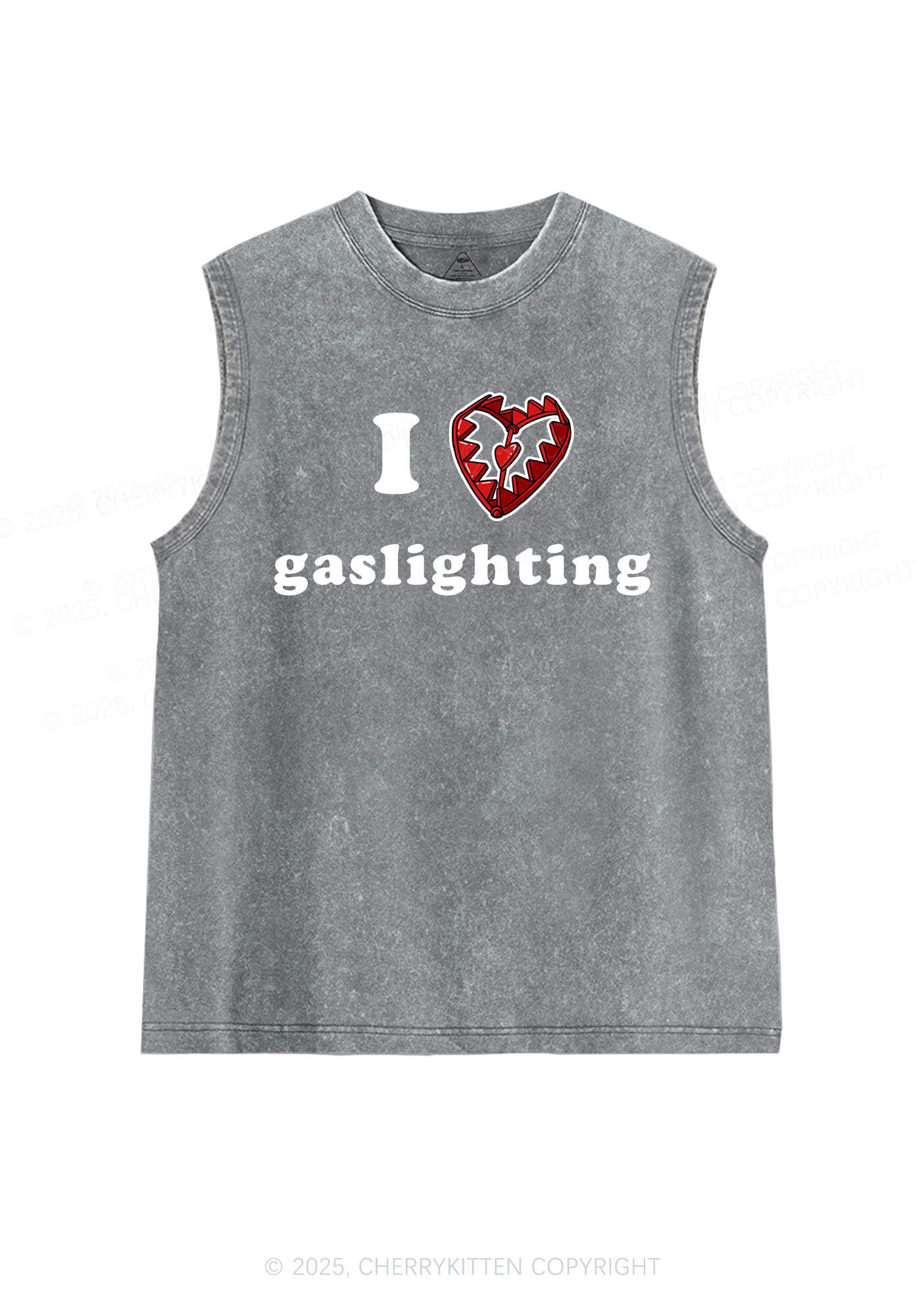 Love Gaslighting Y2K Washed Muscle Tank Cherrykitten