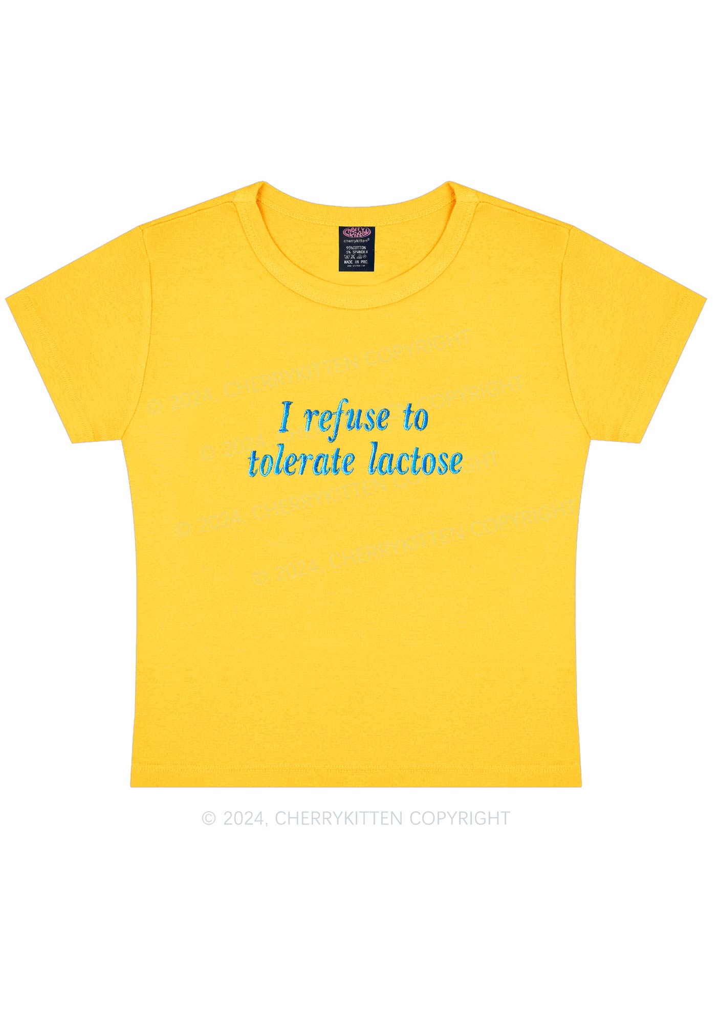 Embroidered Refuse To Tolerate Lactose Y2K Baby Tee Cherrykitten