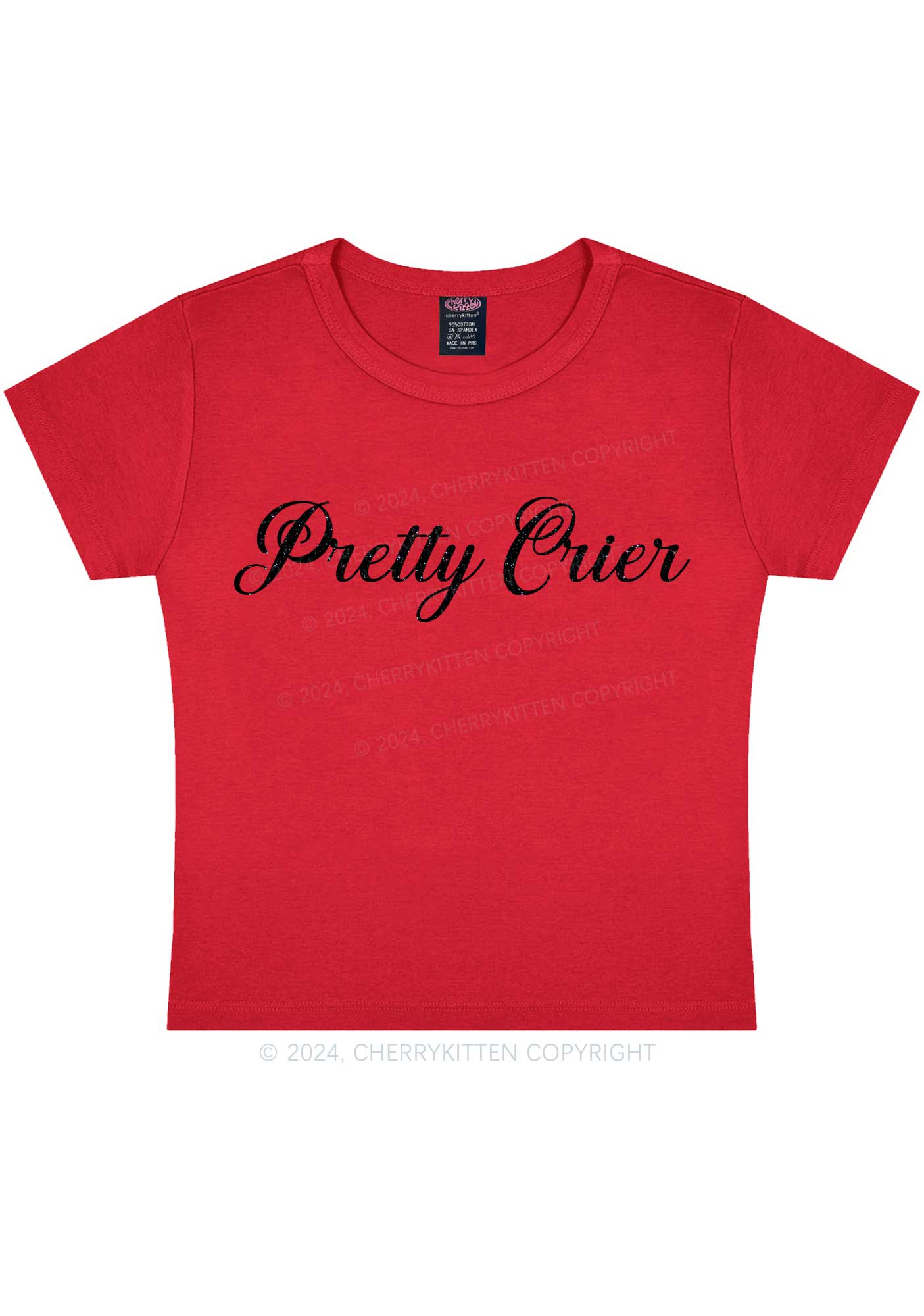 Pretty Crier Y2K Baby Tee Cherrykitten