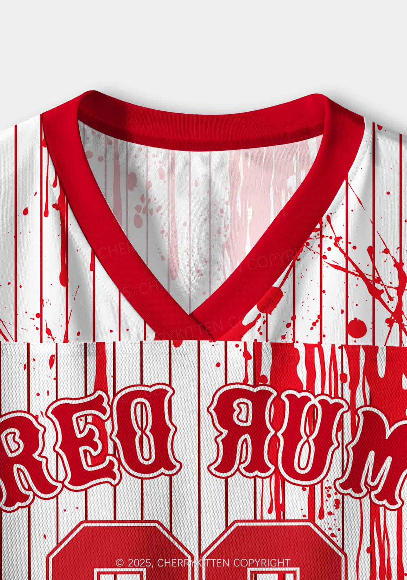 Halloween Custom Red Rum Blood Y2K Crop Sport Jersey Shirts Cherrykitten