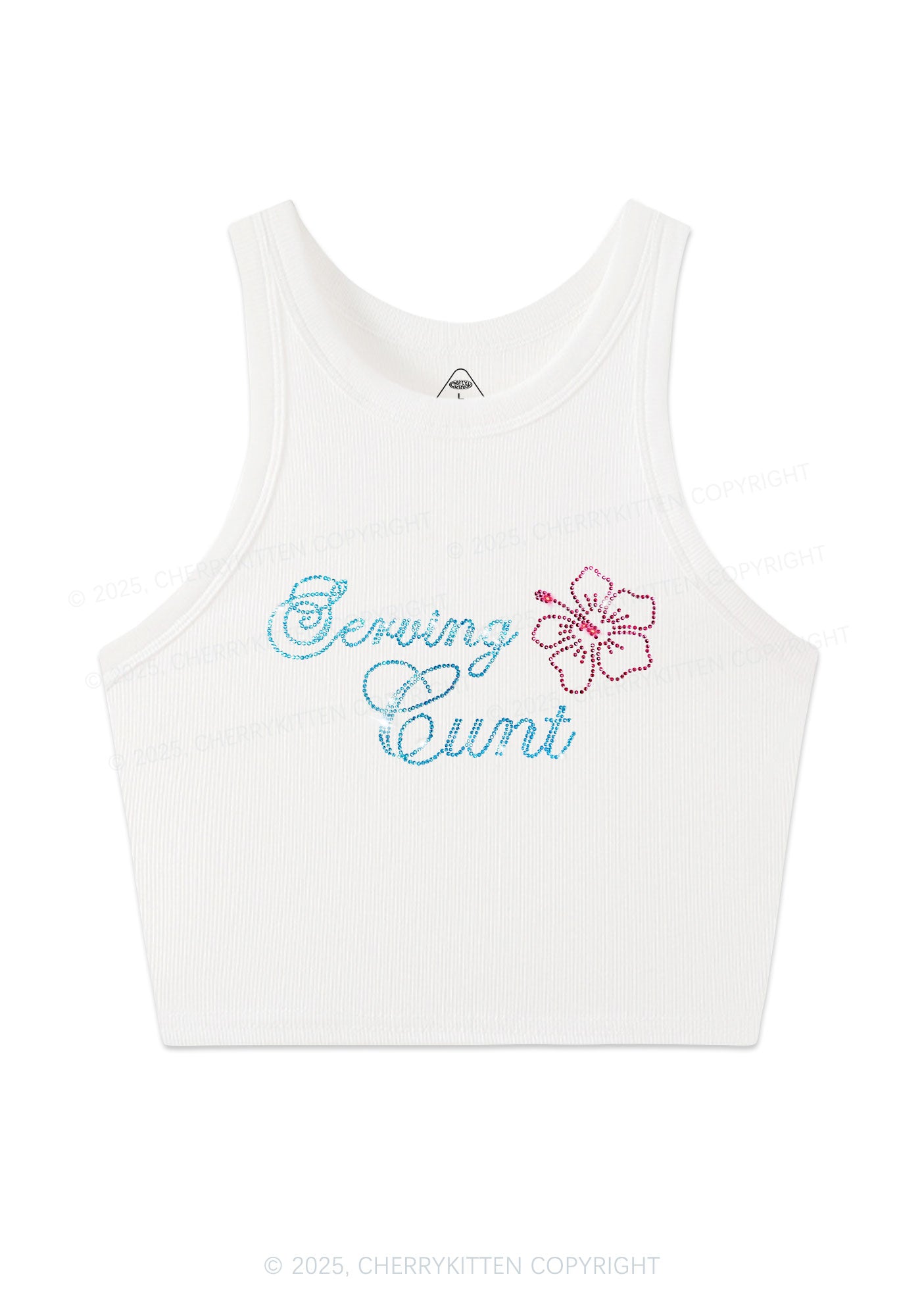 Rhinestone Serving Cxxt Y2K Crop Tank Top Cherrykitten