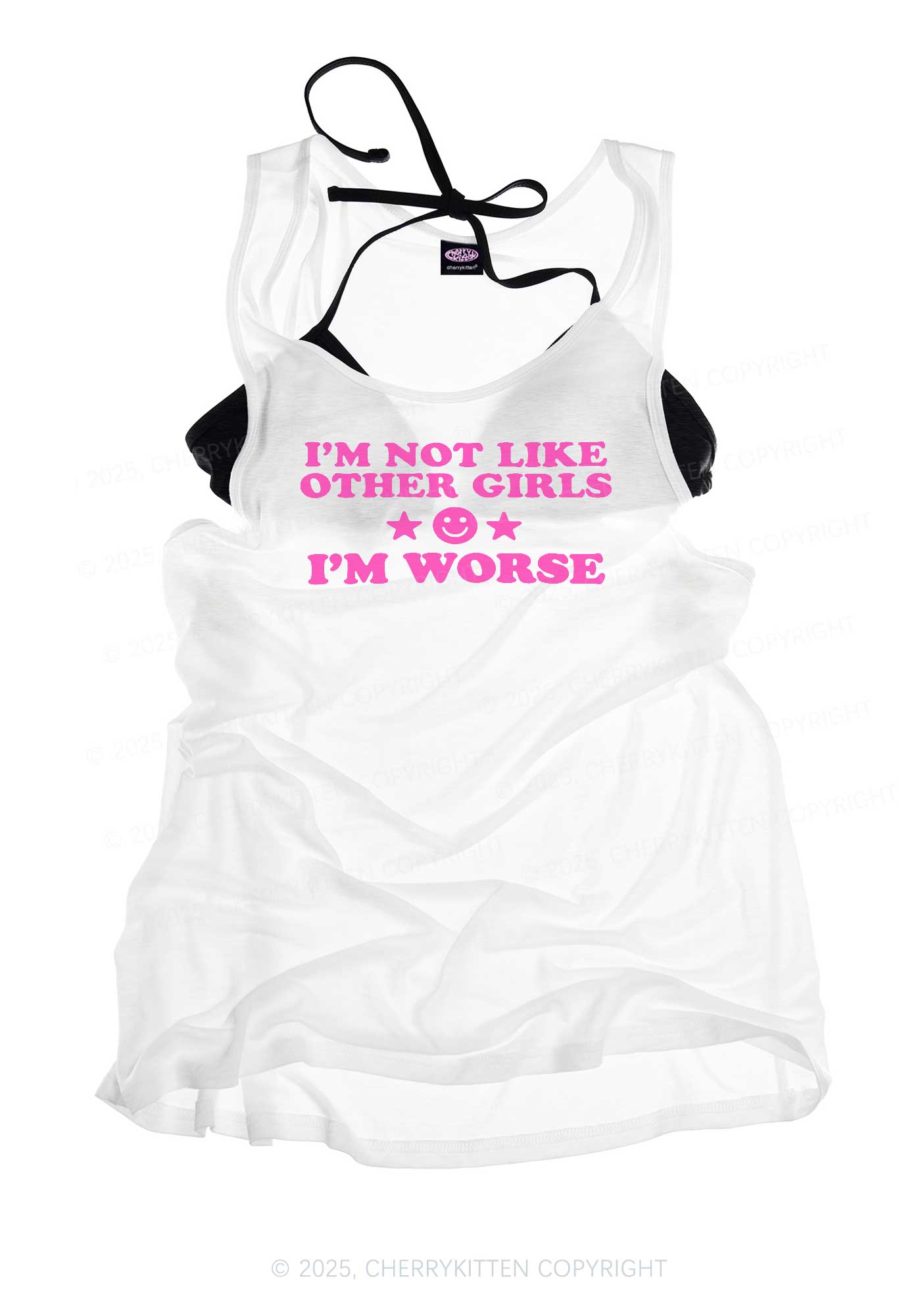 I'm Worse Y2K Sheer Boyfriend Tank Cherrykitten