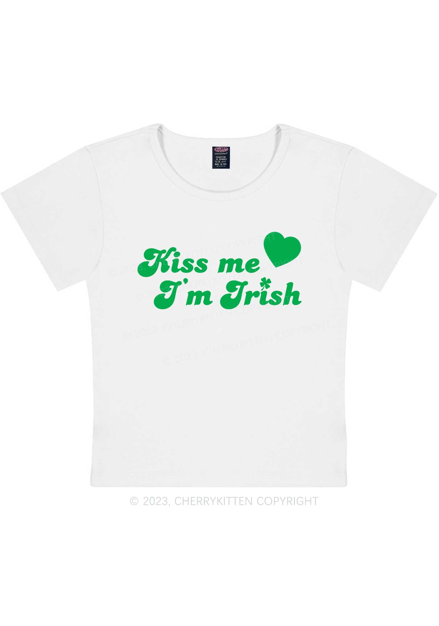 Kiss Me I'm Irish St Patricks Y2K Baby Tee Cherrykitten