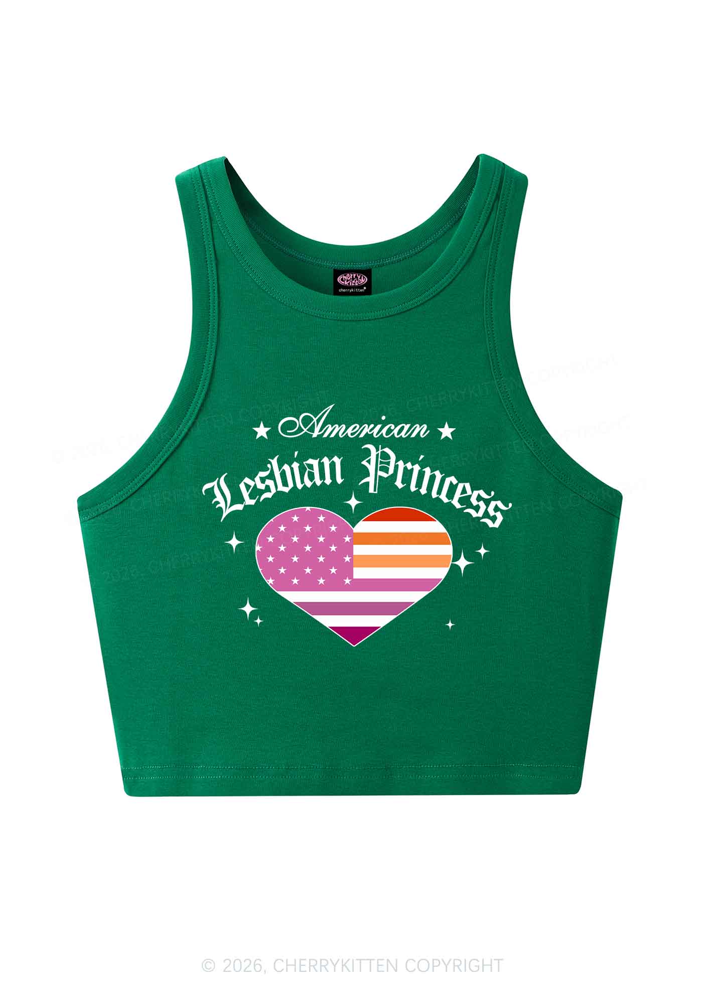 American Lesbian Princess Flag Pride Y2K Crop Tank Top Cherrykitten