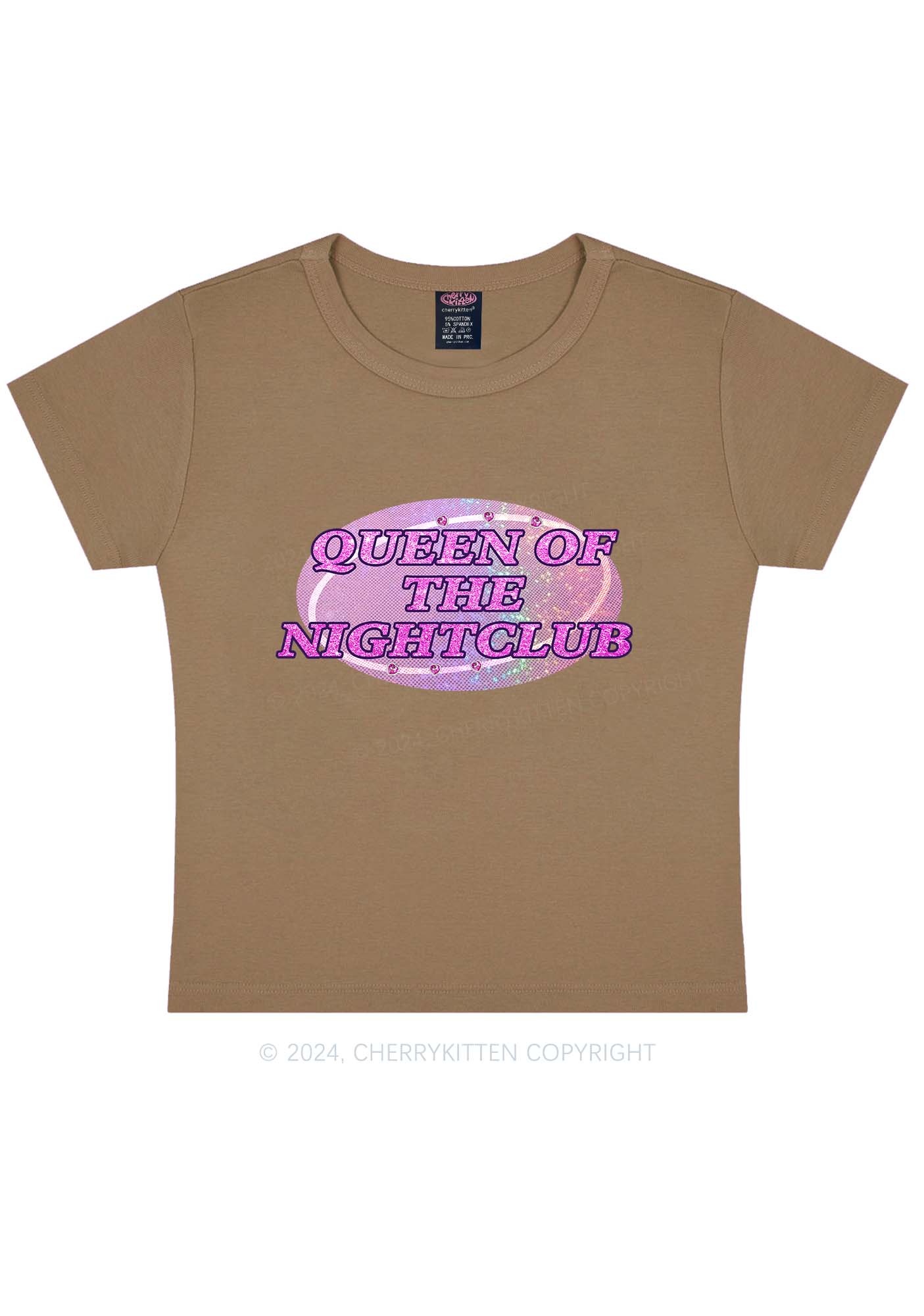 Queen Of Nightclub Y2K Baby Tee Cherrykitten
