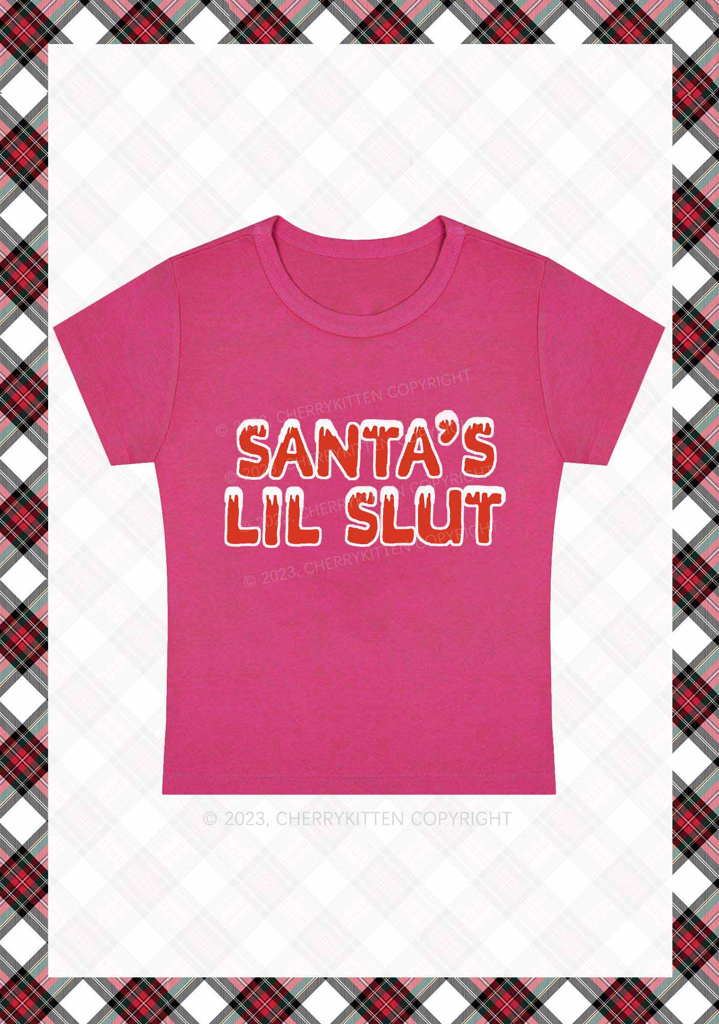 Santa's Lil Slxt Christmas Y2K Baby Tee Cherrykitten