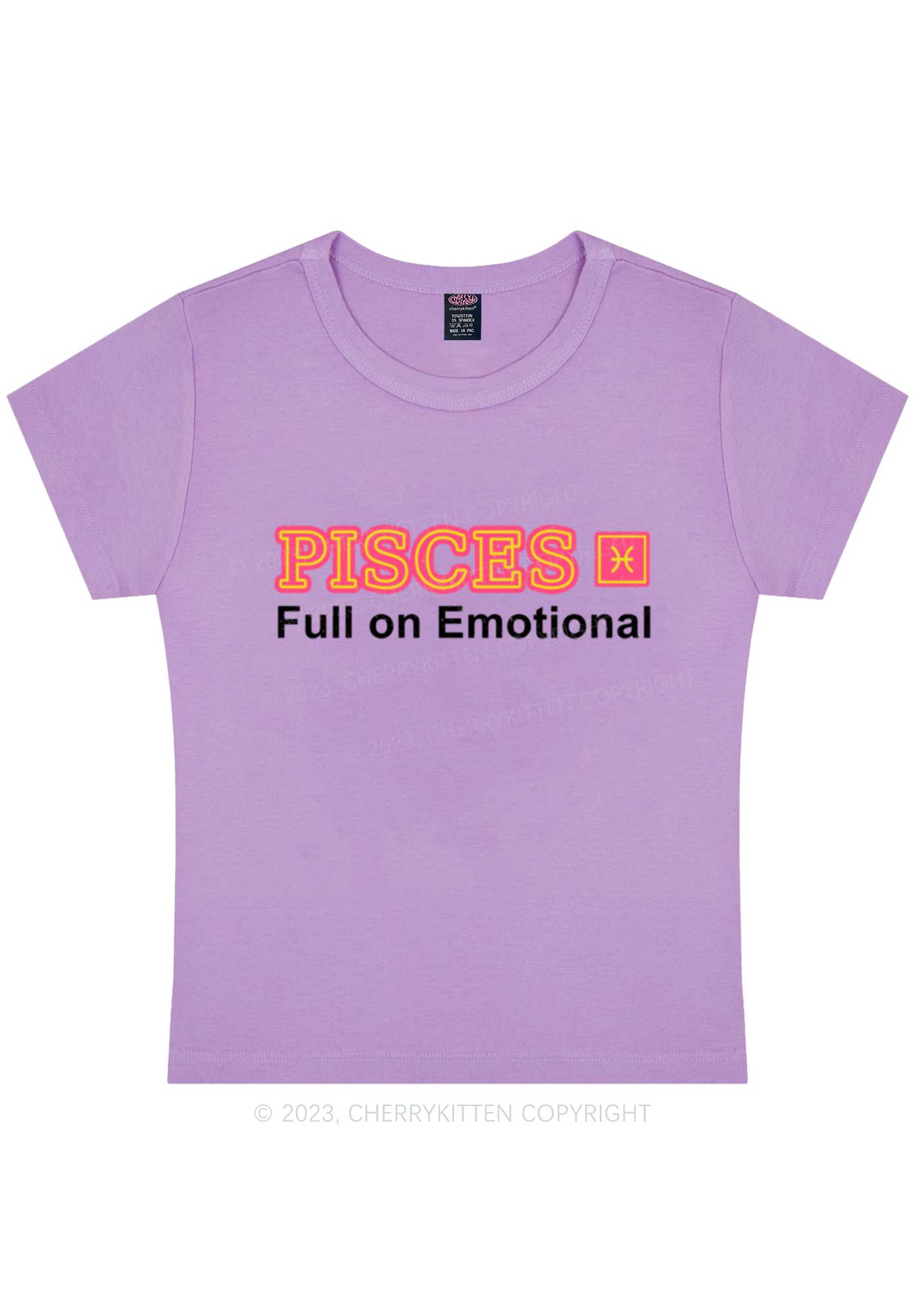 Curvy Pisces Full On Emotional Y2K Baby Tee Cherrykitten