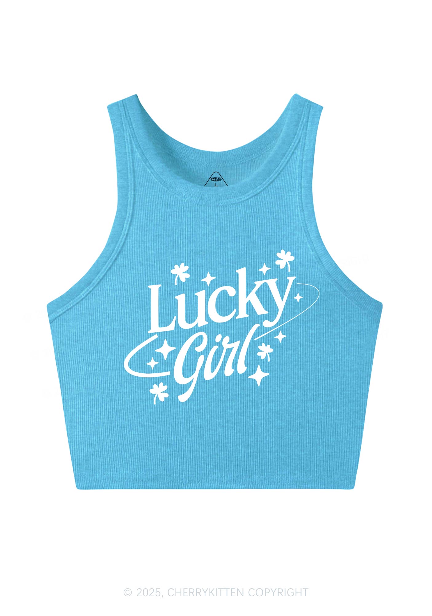 Lucky Girl Star St Patricks Y2K Crop Tank Top Cherrykitten