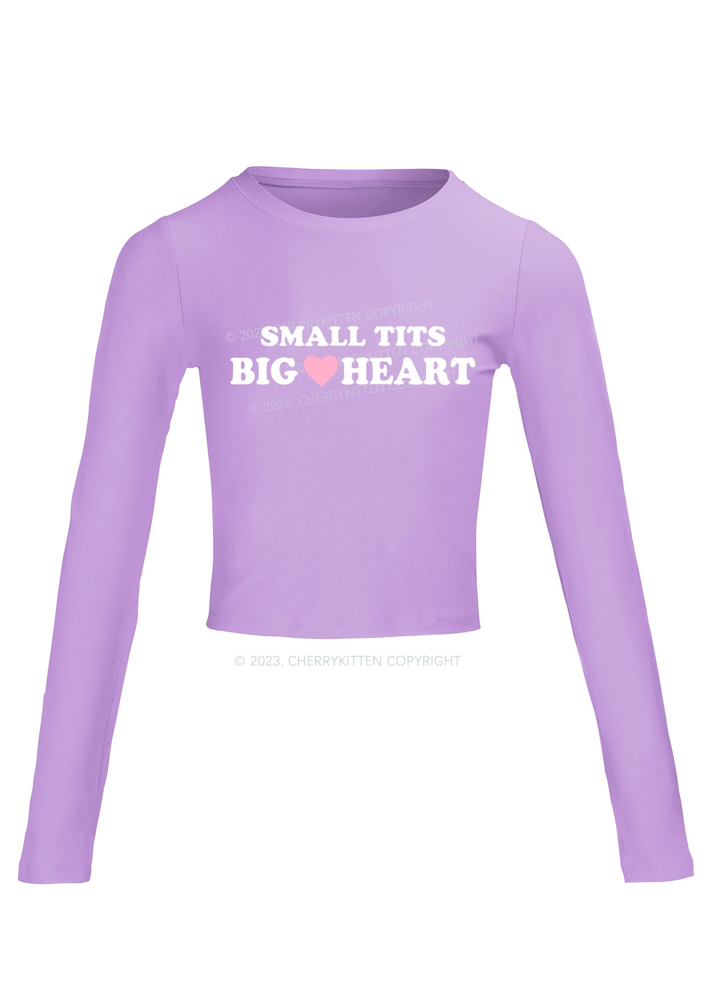 Small But Big Heart Long Sleeve Crop Top Cherrykitten