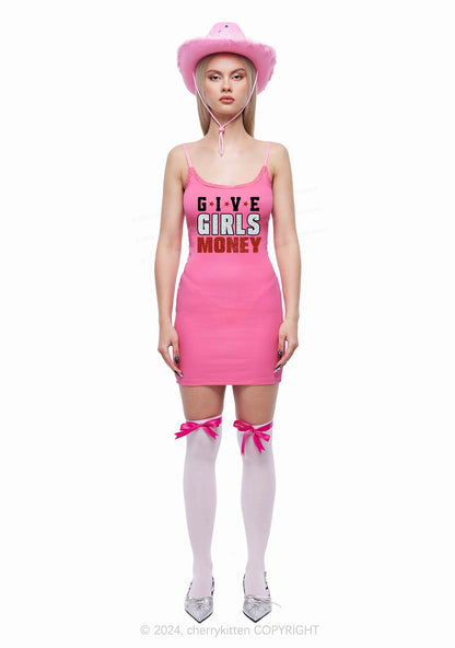 Give Girls Money Y2K Lace Slip Dress Cherrykitten