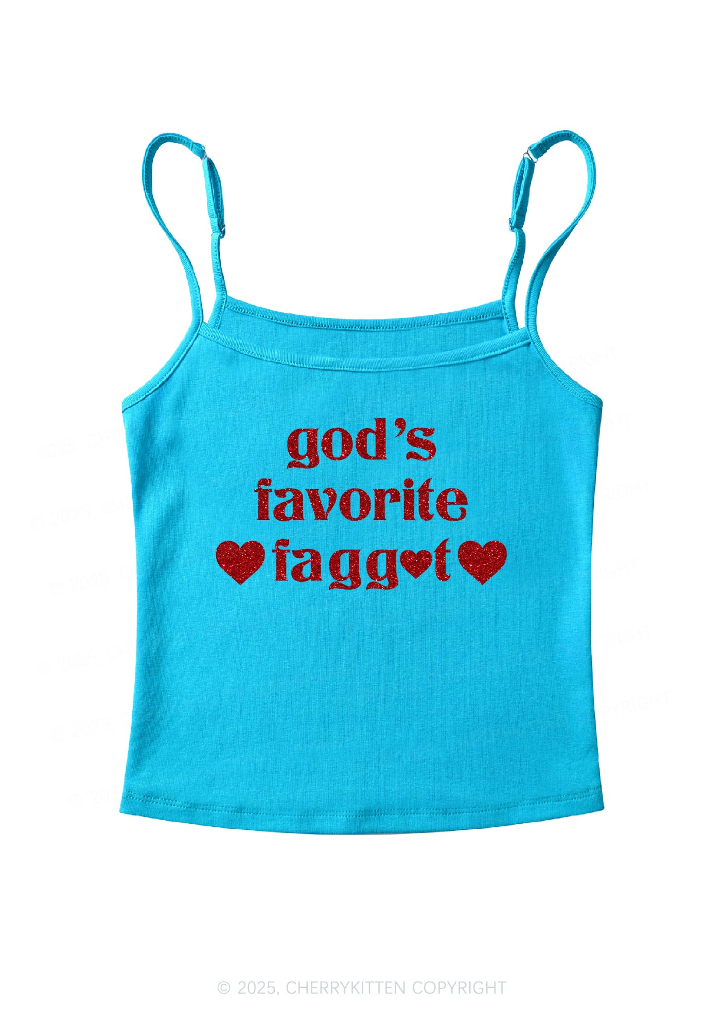 Glitter Gods Favorite Faggot Pride Y2K Spaghetti Strap Cami Cherrykitten