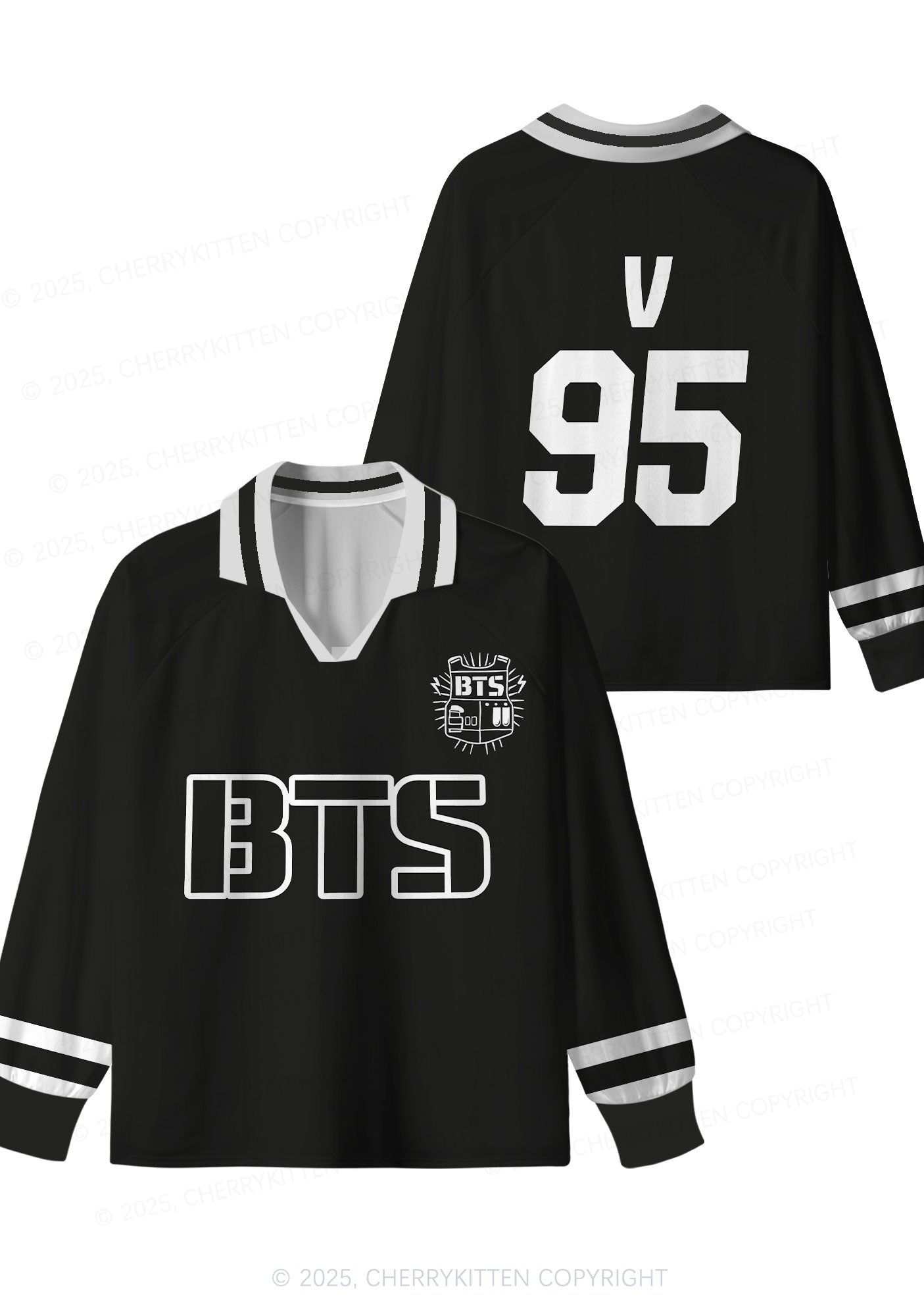 Black Kpop Boys Number Y2K Long Sleeve Sport Jersey Shirts Cherrykitten