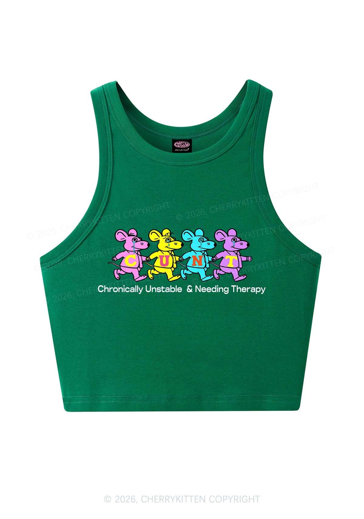 Chronically Unstable Needing Therapy Y2K Crop Tank Top Cherrykitten