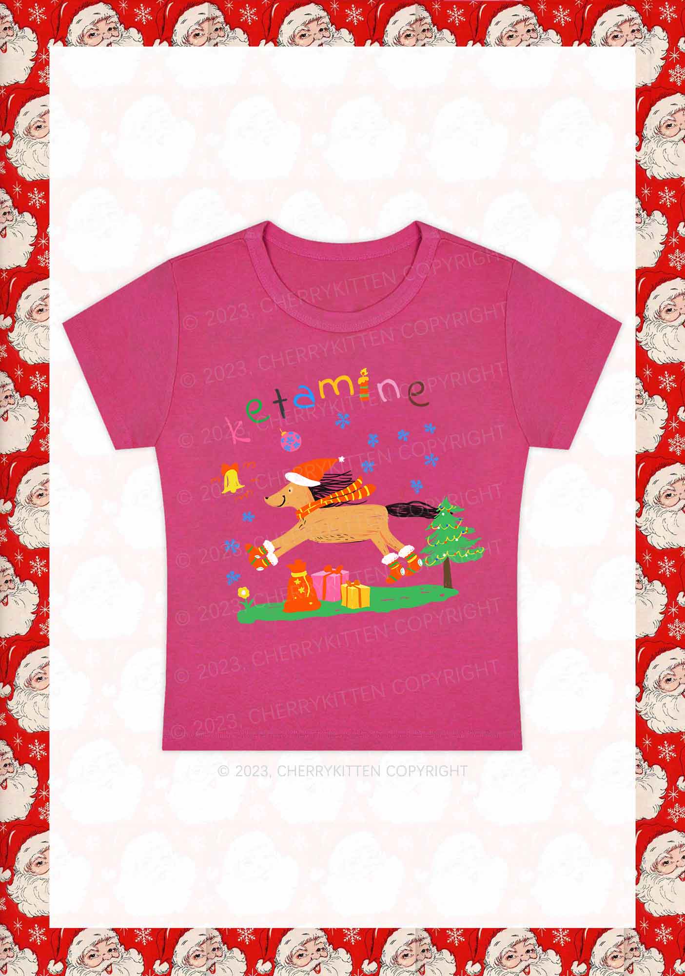 Christmas Snowflake Pony Y2K Baby Tee Cherrykitten